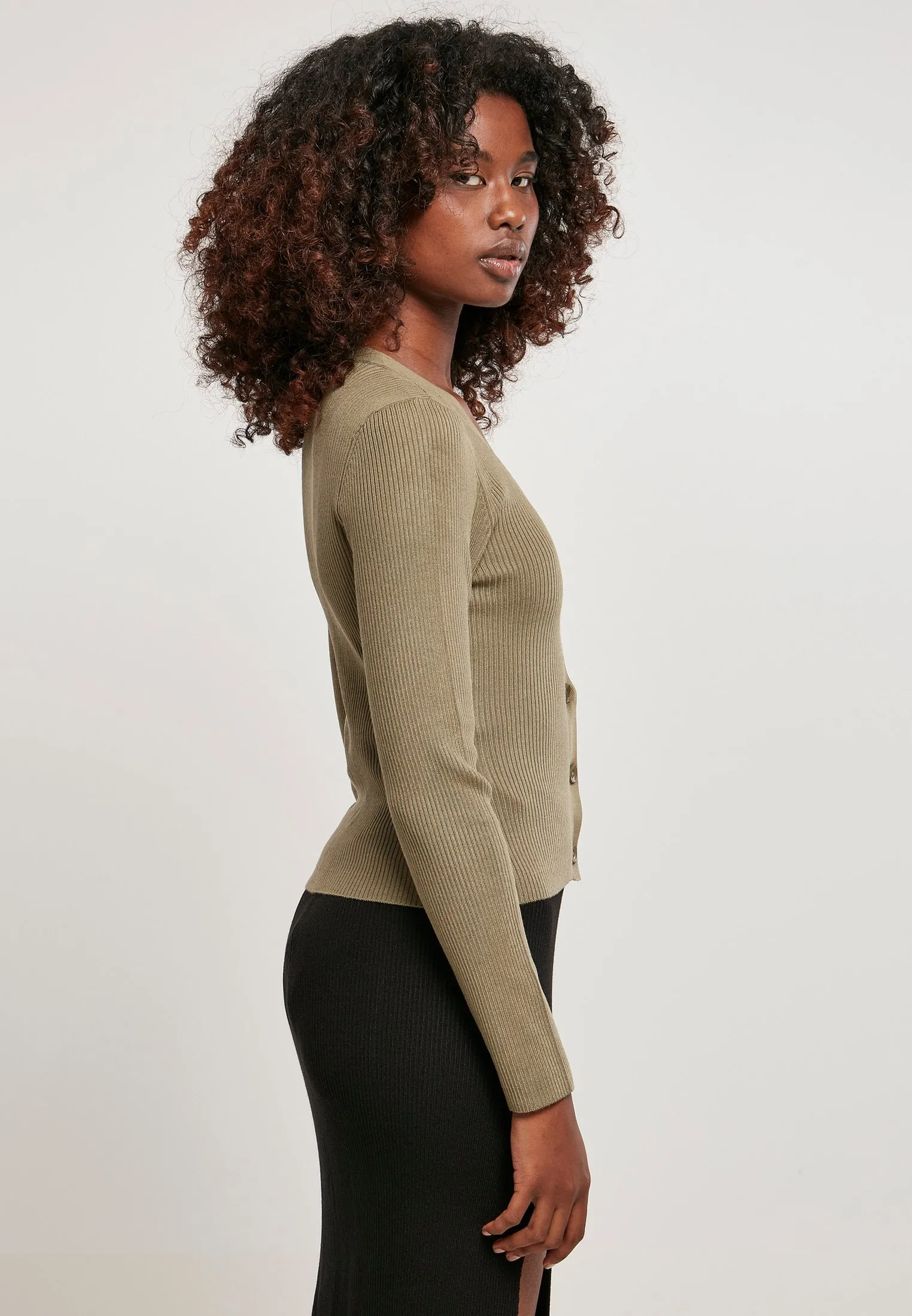 LADIES SHORT RIB KNIT CARDIGAN - Cardigan
