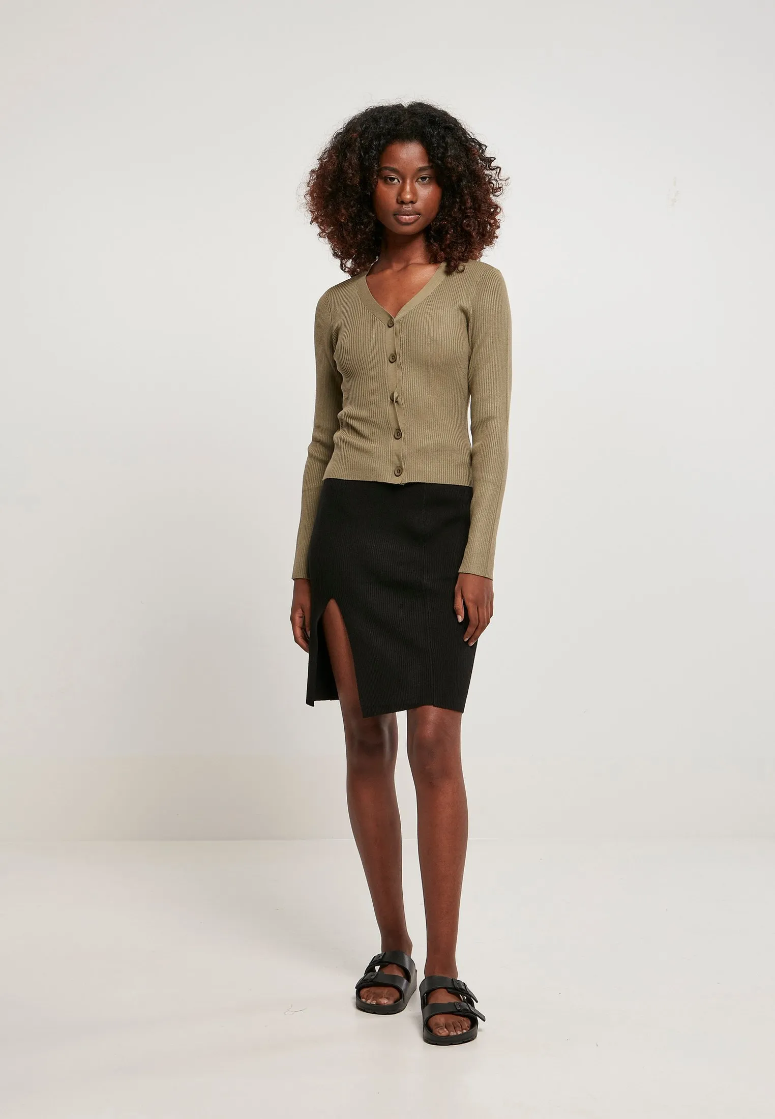 LADIES SHORT RIB KNIT CARDIGAN - Cardigan