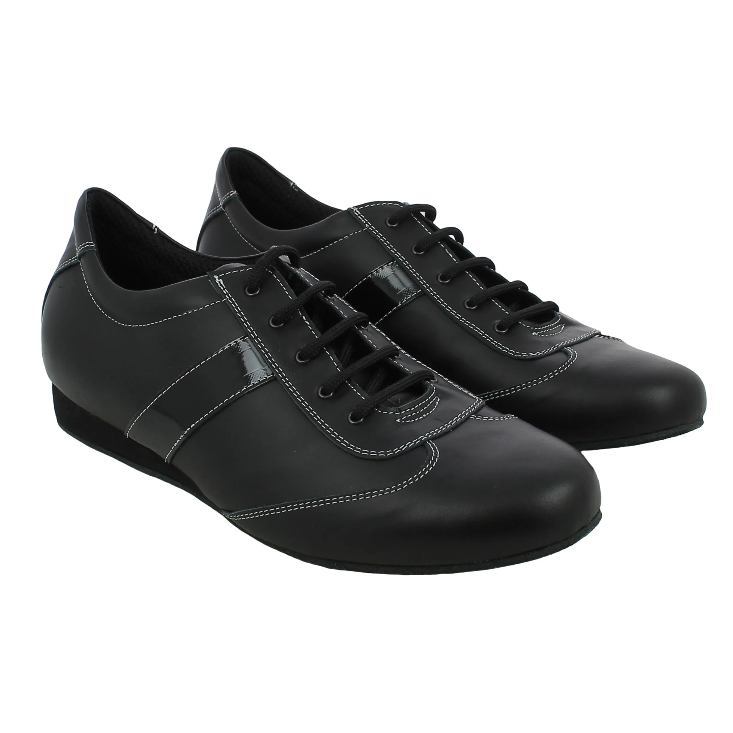 L'Angolo  Scarpa da Ballo Uomo in Pelle Nera, Fondo Bufalo 