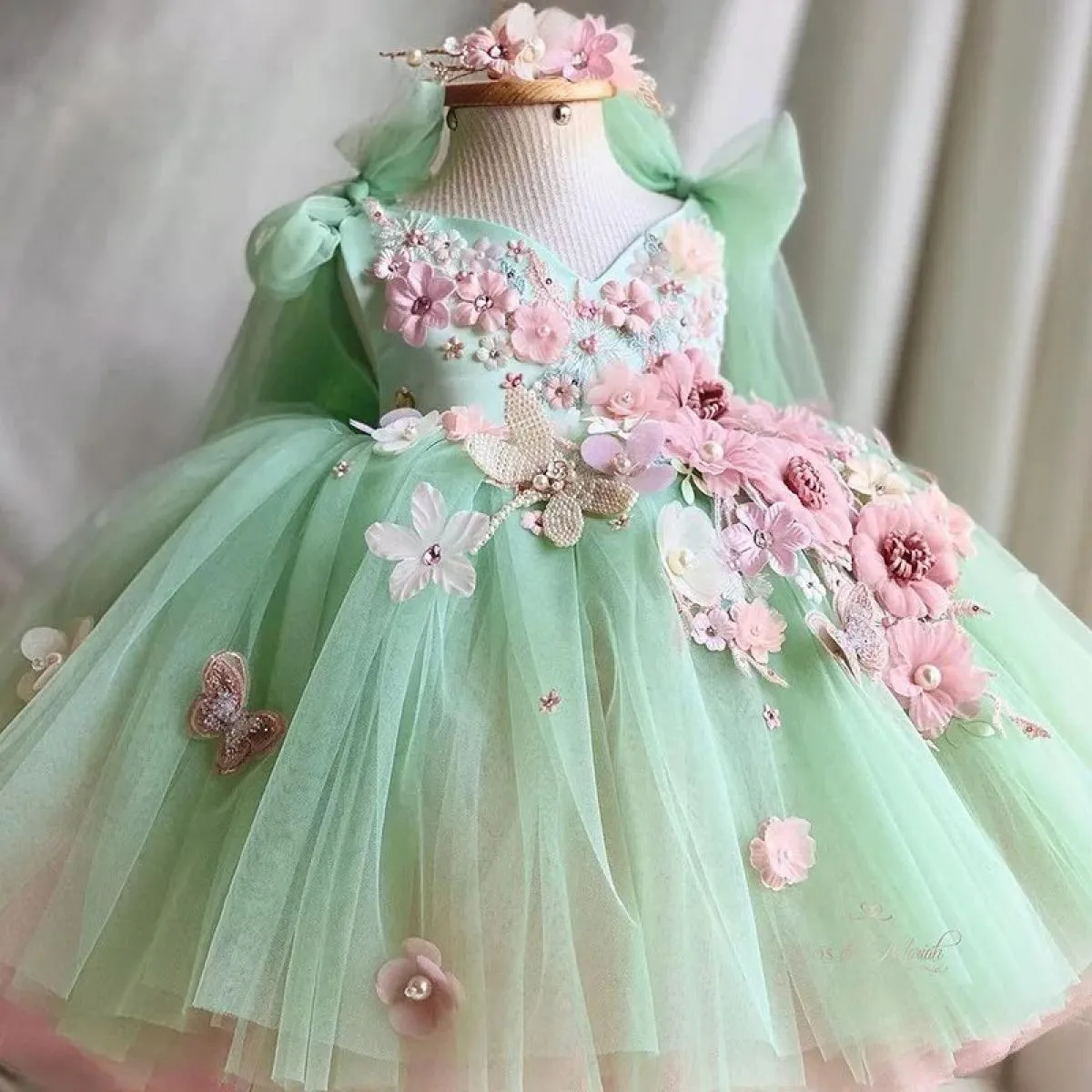Lussuoso ed elegante abito da principessa per ragazza di fiori in rete abito soffice natalizio formale festa di compleanno per r
