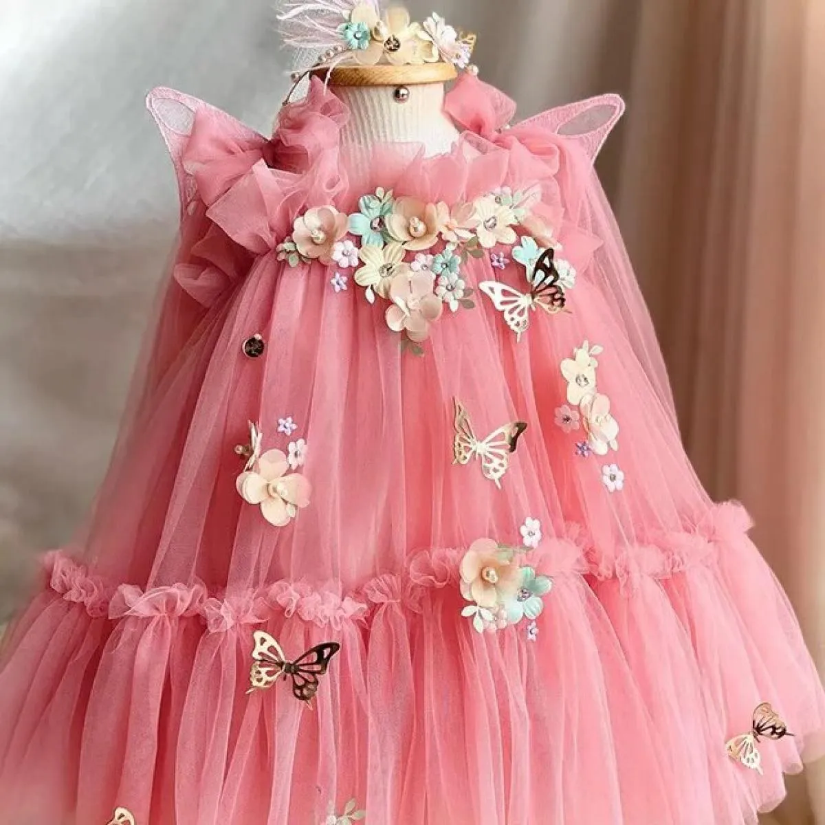 Lussuoso ed elegante abito da principessa per ragazza di fiori in rete abito soffice natalizio formale festa di compleanno per r