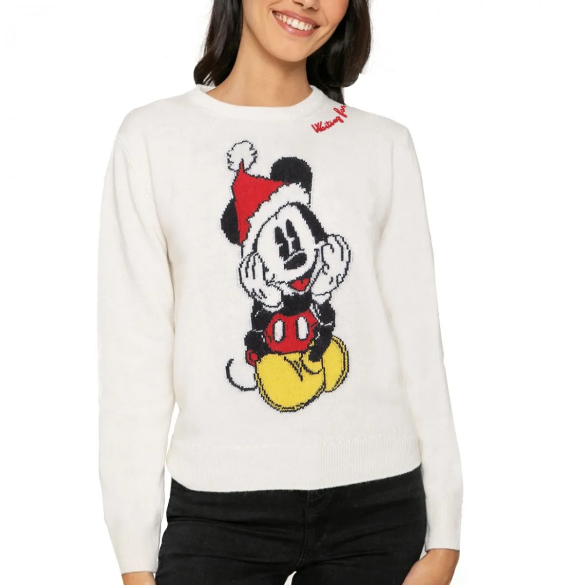 Maglione Girocollo Mickey Bianco