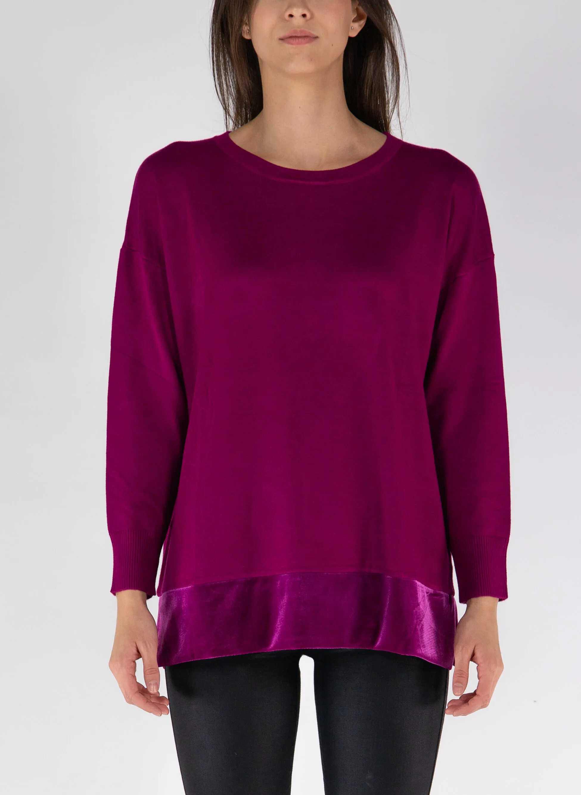 maglione viscosa inserto velour
