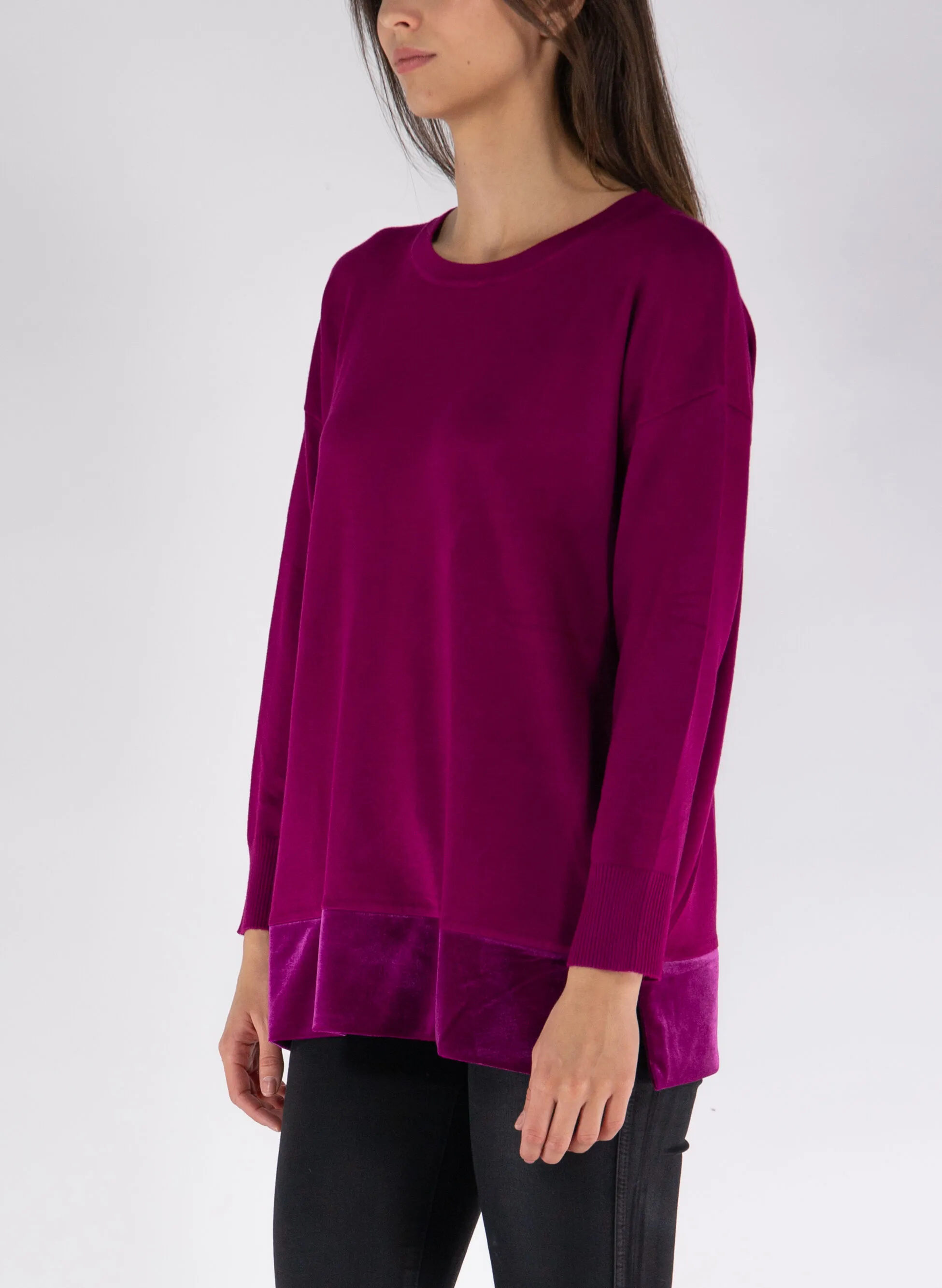 maglione viscosa inserto velour