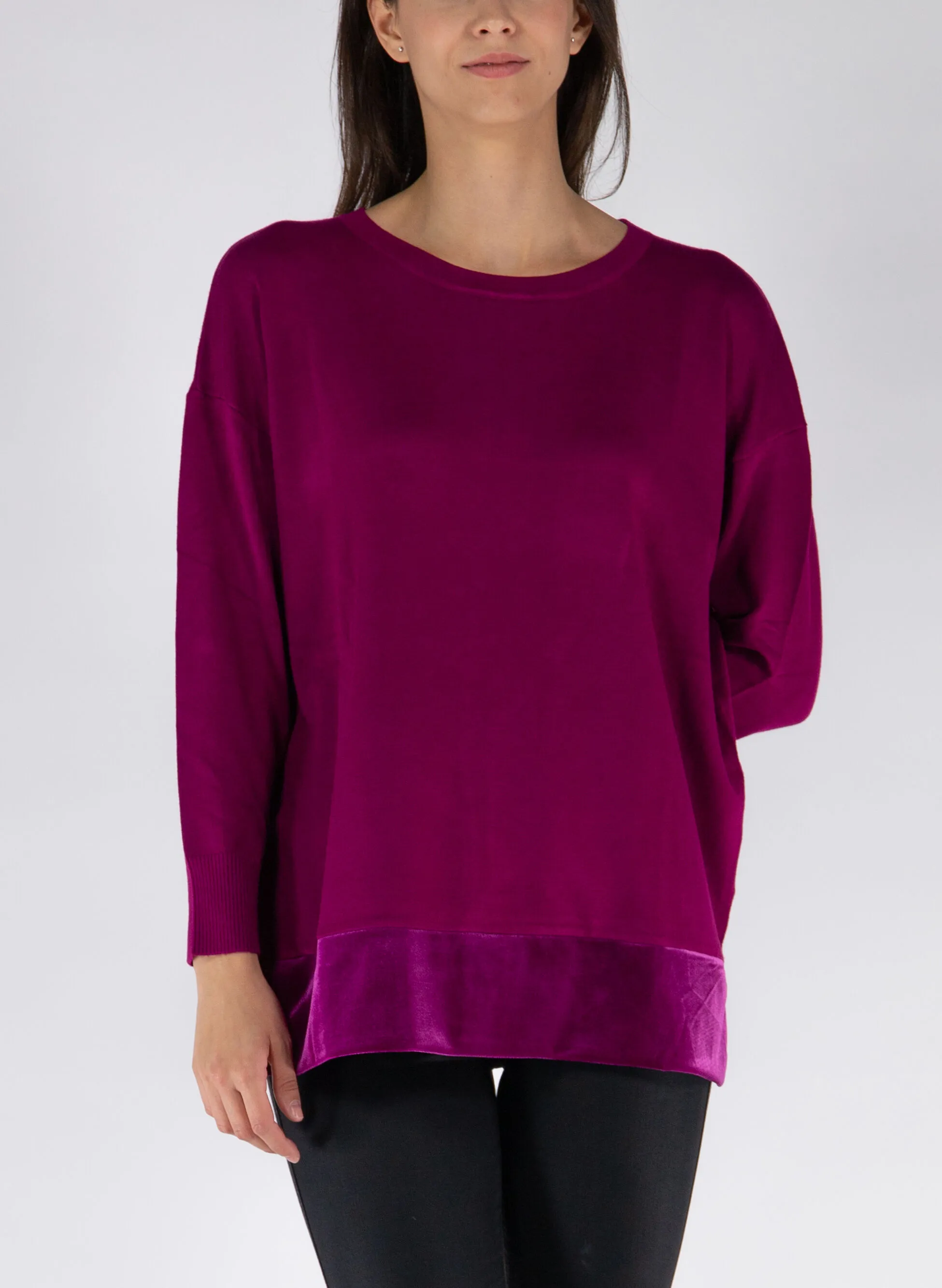 maglione viscosa inserto velour