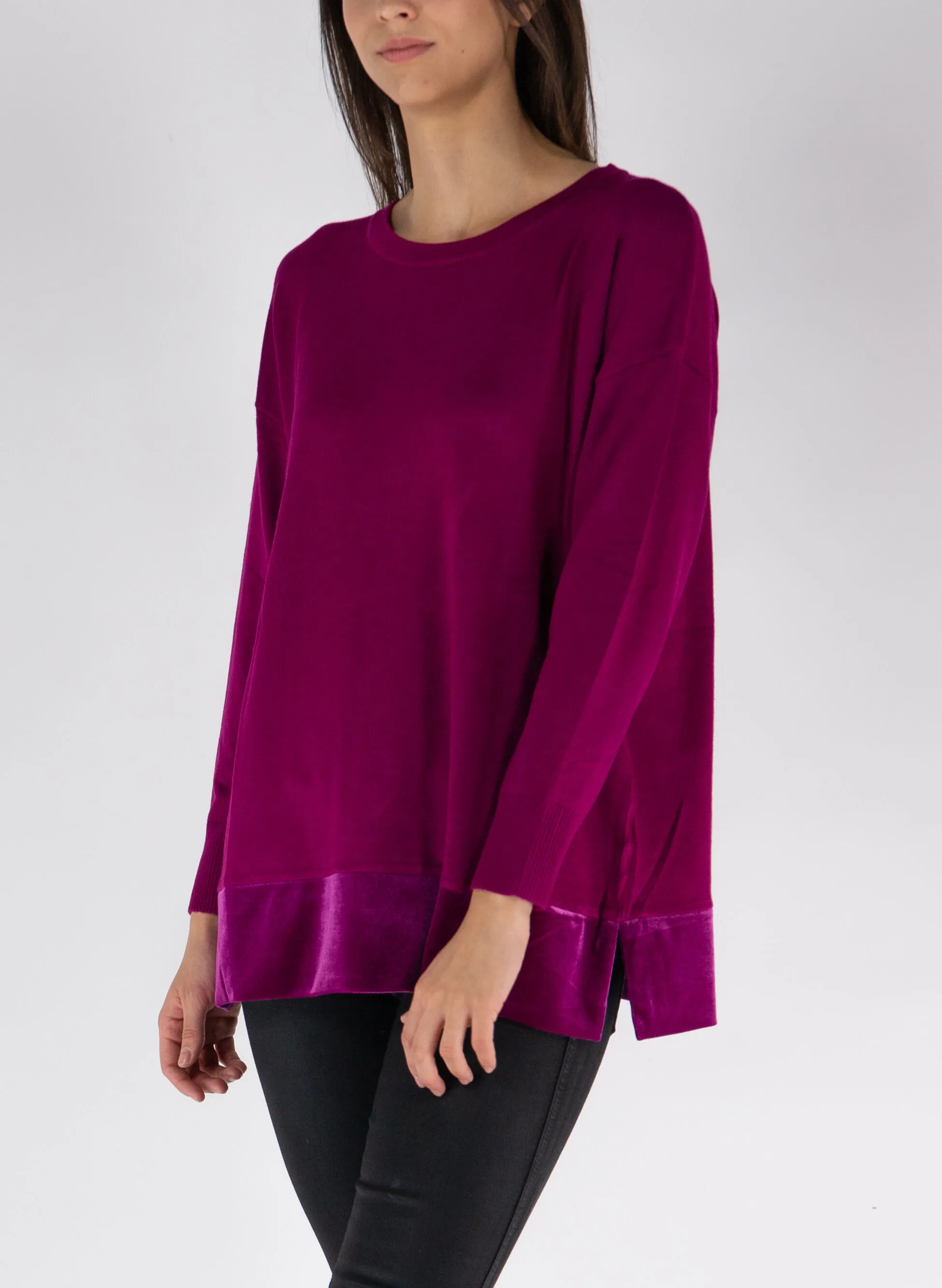 maglione viscosa inserto velour