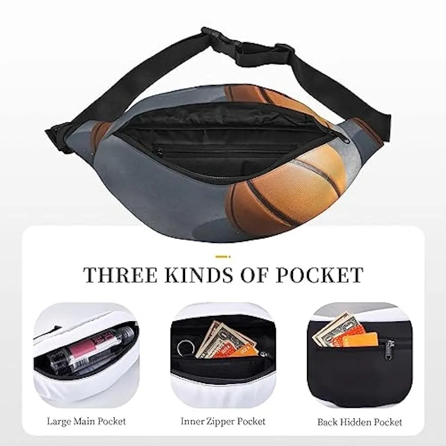 Marsupio con stampa palla da basket per uomo donna borsa a tracolla marsupio marsupio da viaggio, Nero , Taglia unica 131743200