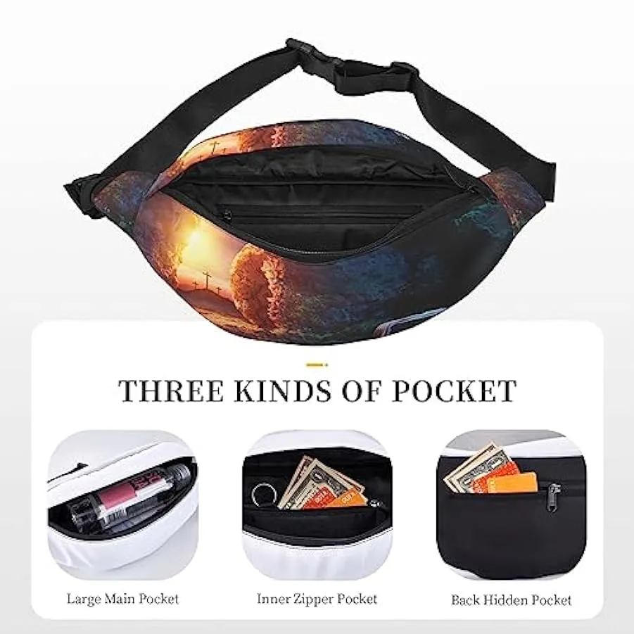 Marsupio per uomo donna borsa a tracolla Sunrise vuota stampa marsupio per allenamento sport viaggio, Come nella foto, Taglia un
