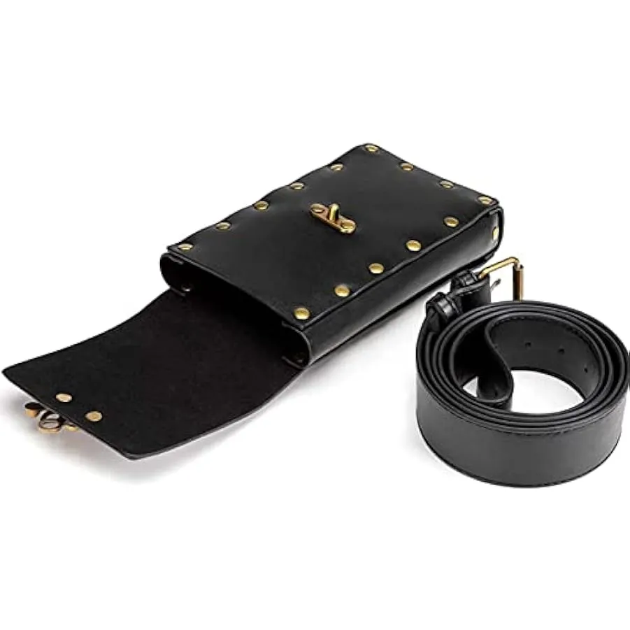 Marsupio Vintage da Donna Medievale, Marsupio Steampunk in Pelle Pu Marsupio Regolabile Retro Marsupio con Bottoni Rivetti Borsa