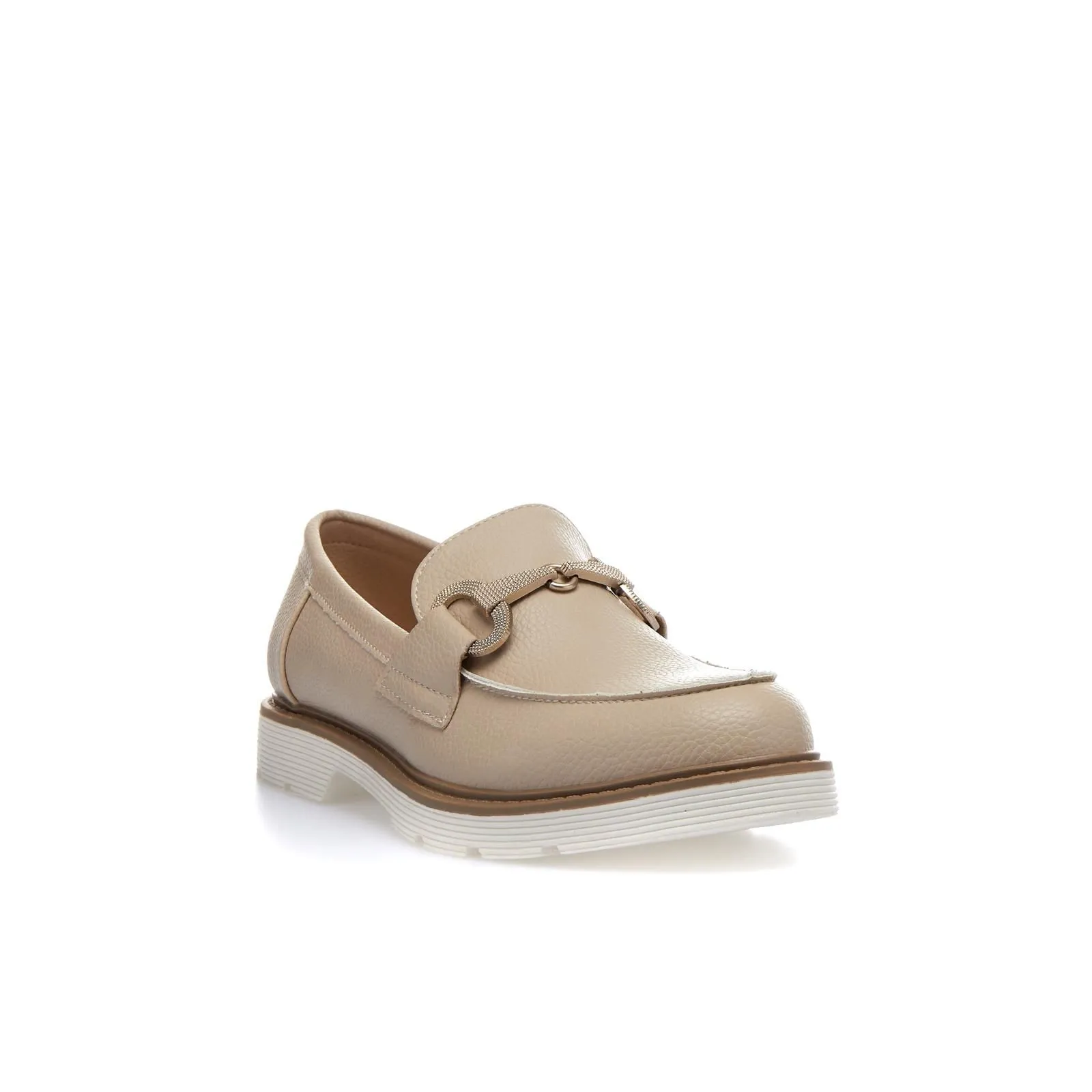 Mocassini beige casual con morsetto