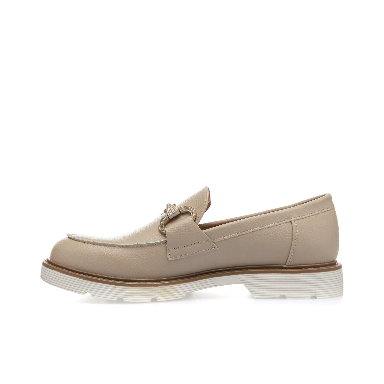 Mocassini beige casual con morsetto