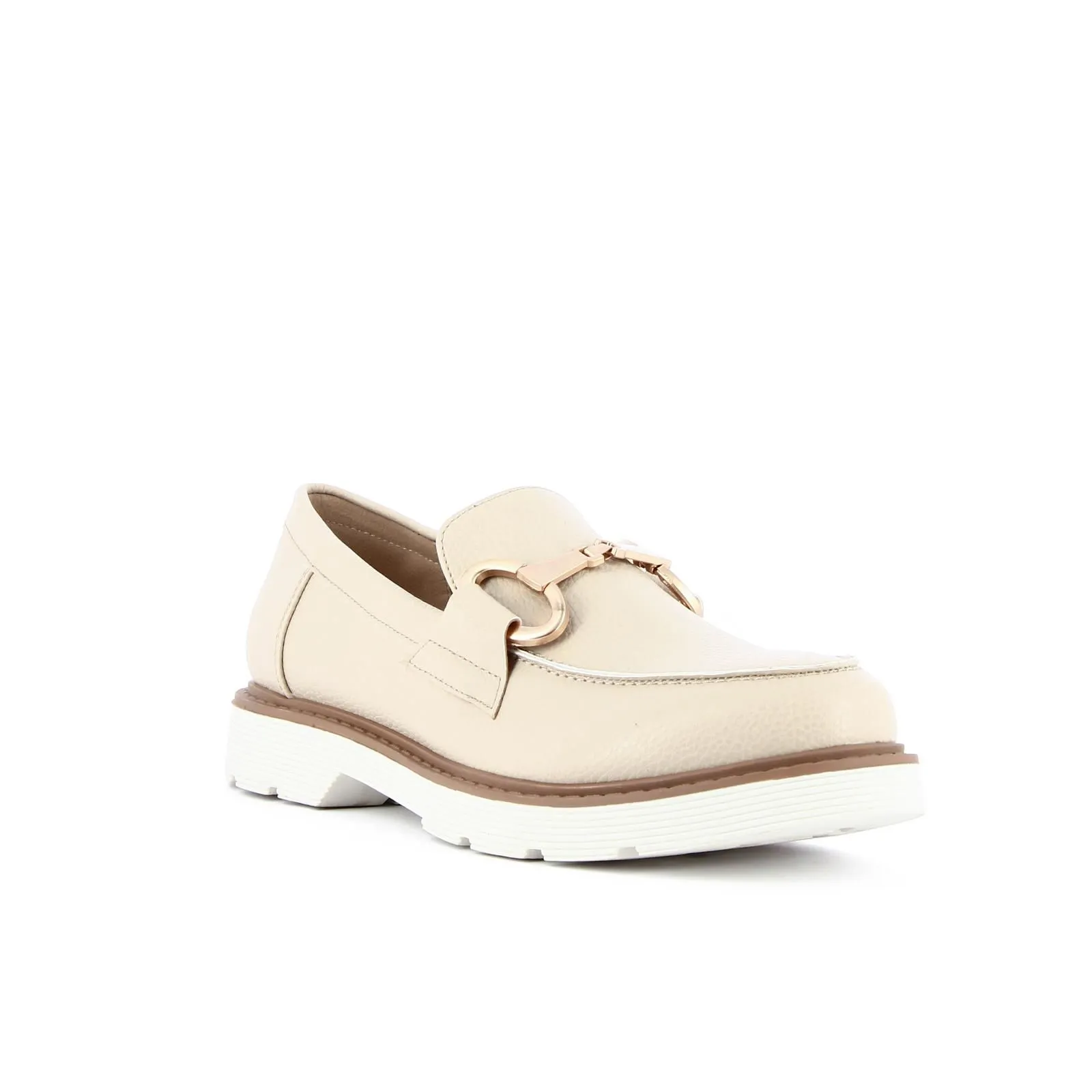 Mocassini beige con morsetto dorato