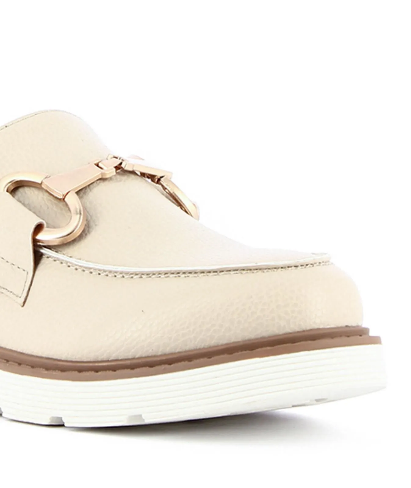 Mocassini beige con morsetto dorato