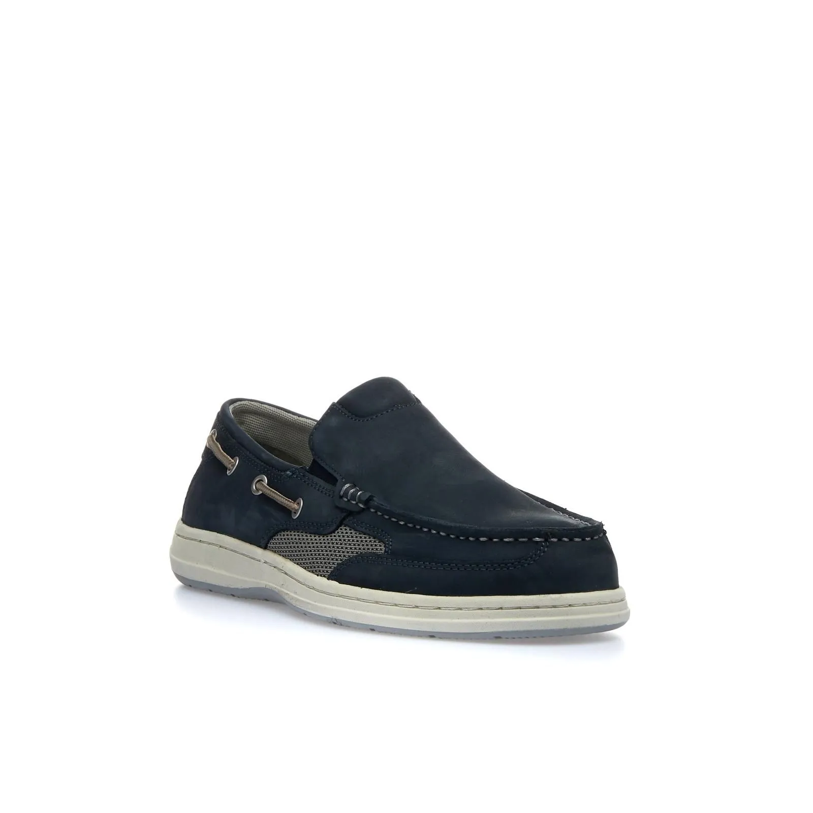 Mocassini blu sportivi in pelle