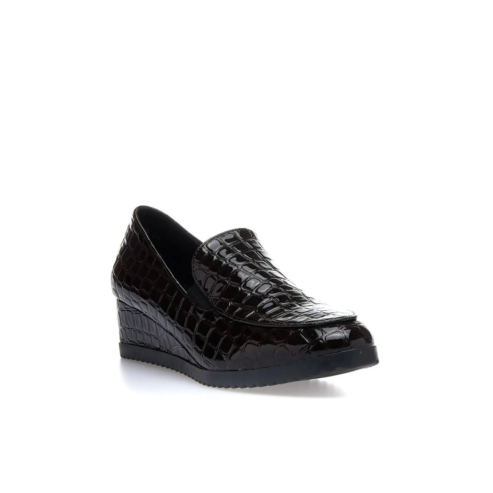 Mocassini comfort marroni con zeppina