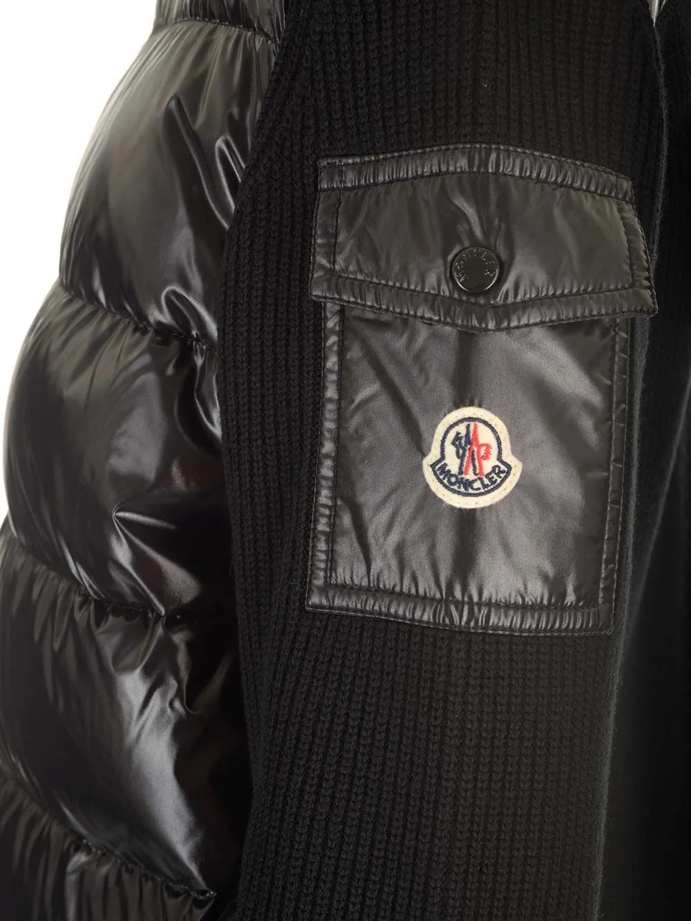   Moncler  PUFFER ZIP UP CARDIGAN KNITTED SLEEVES  