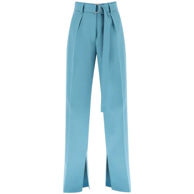 Pantaloni a gamba ampia in fresco lana
