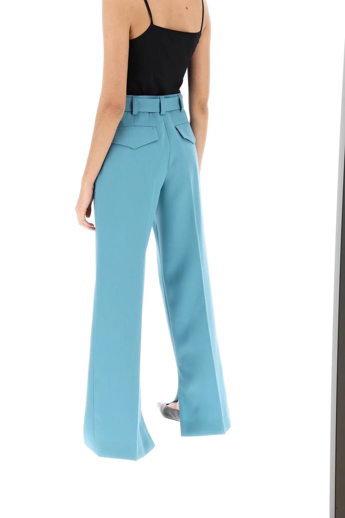 Pantaloni a gamba ampia in fresco lana
