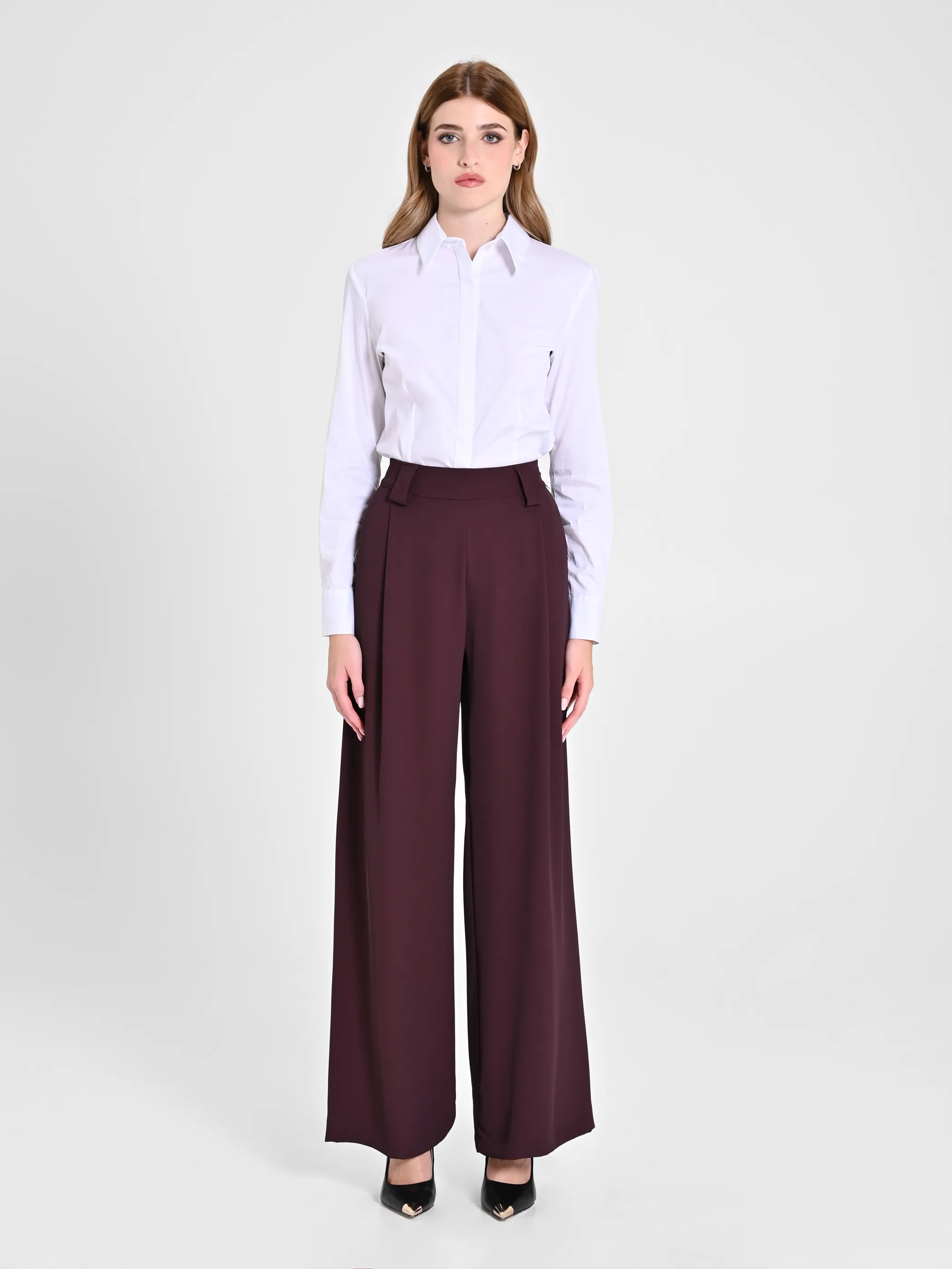      Pantaloni ampi color Melanzana     