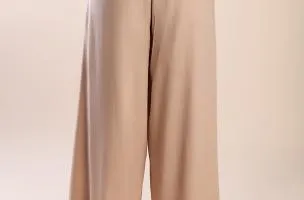 Pantaloni ampi in lino, beige