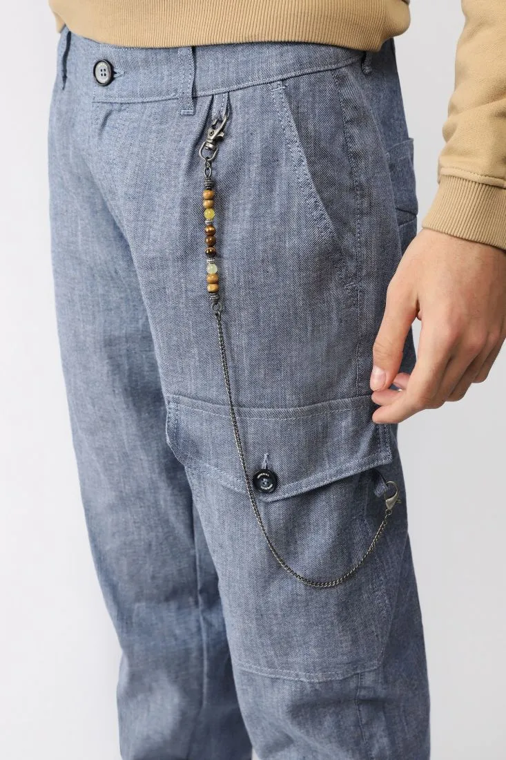 Pantaloni baggy monocolour con pinces e tasca laterale