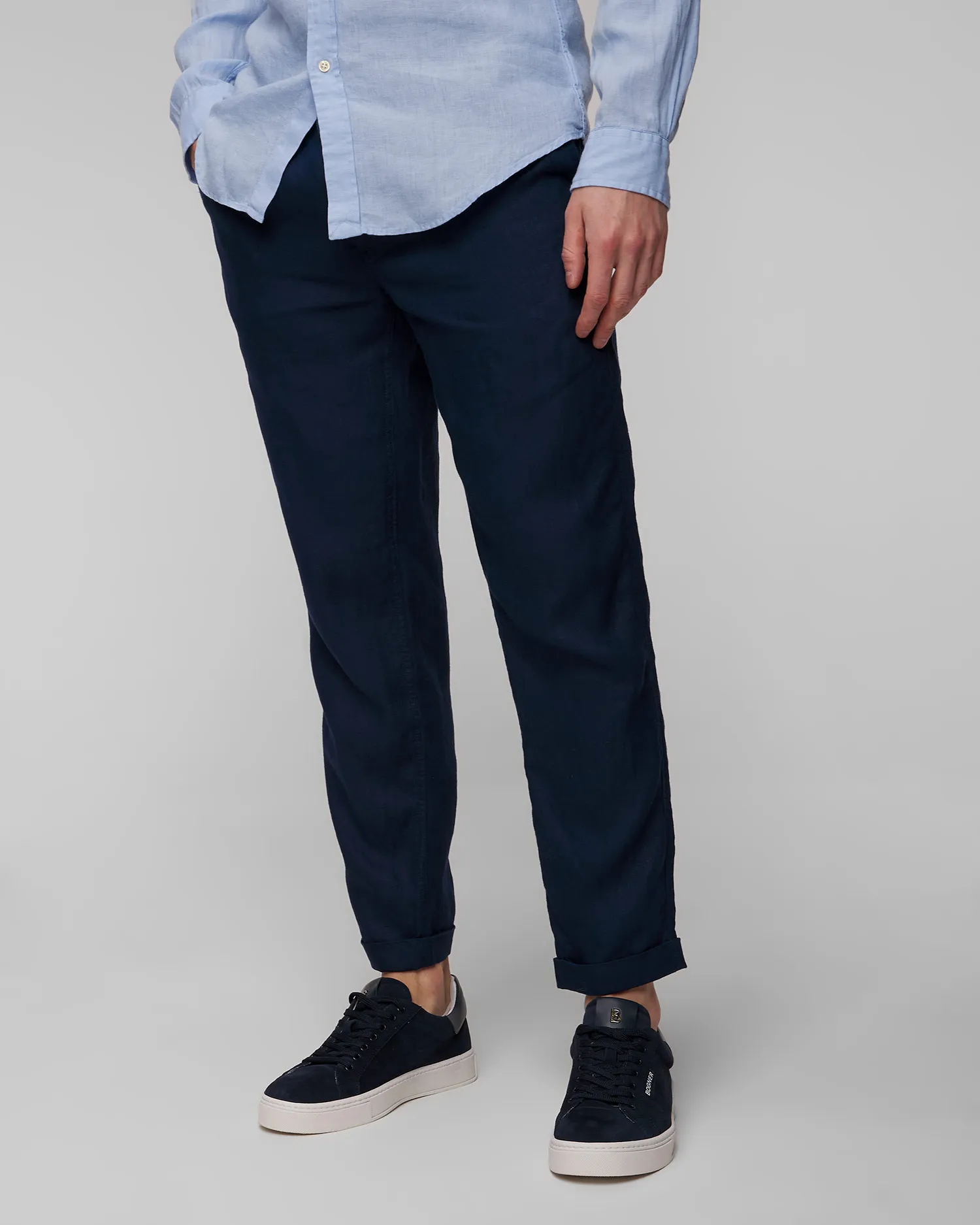 Pantaloni blu scuro in lino da uomo Polo Ralph Lauren 710940611-410