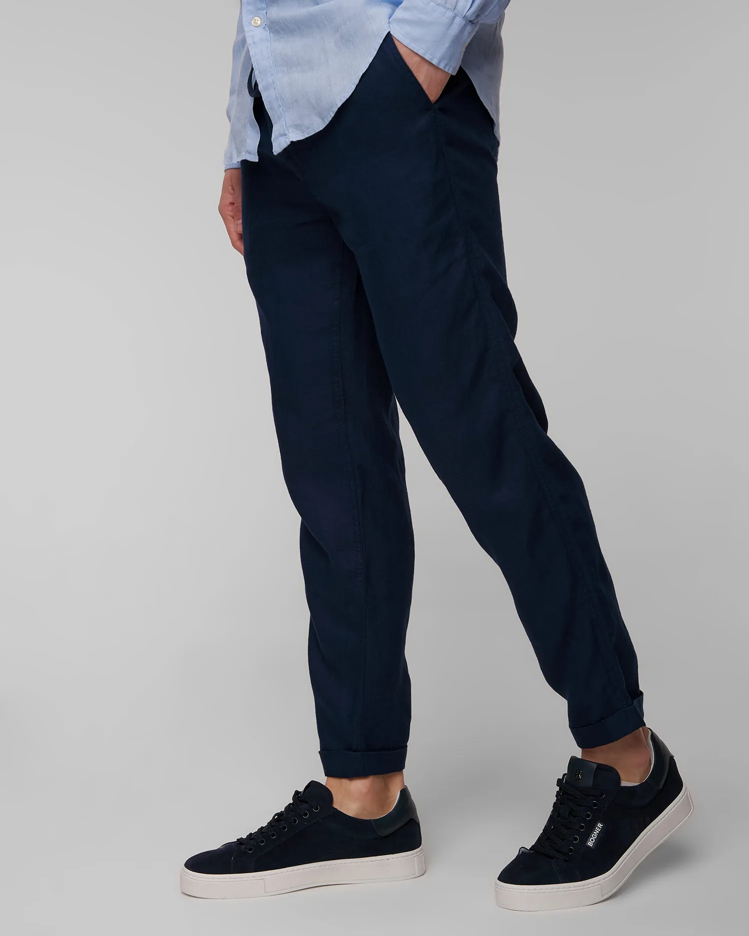 Pantaloni blu scuro in lino da uomo Polo Ralph Lauren 710940611-410