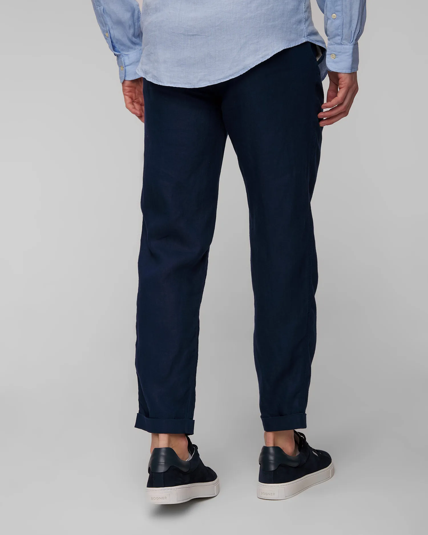 Pantaloni blu scuro in lino da uomo Polo Ralph Lauren 710940611-410