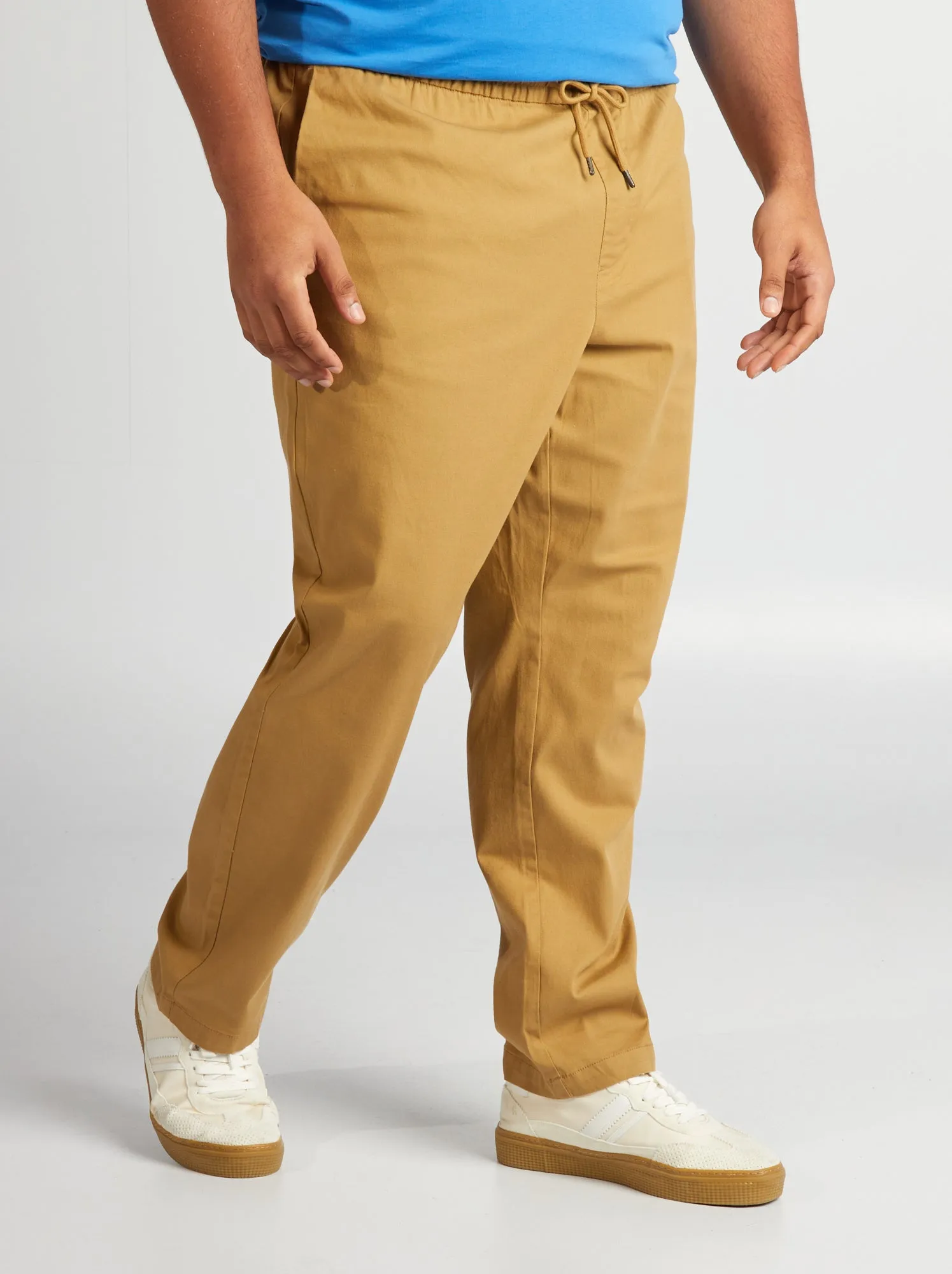 Pantaloni chino con vita elasticizzata - VERDE