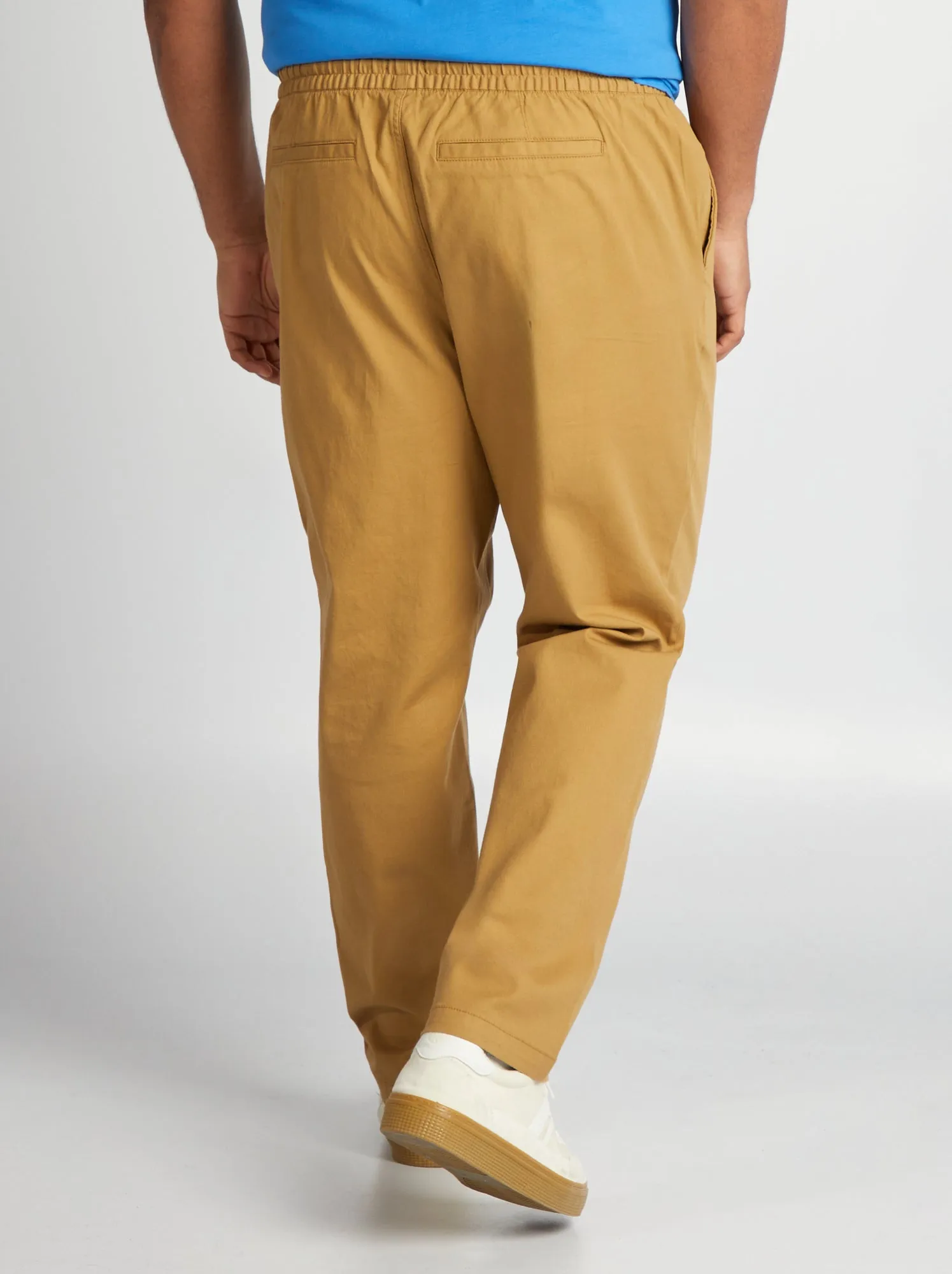 Pantaloni chino con vita elasticizzata - VERDE