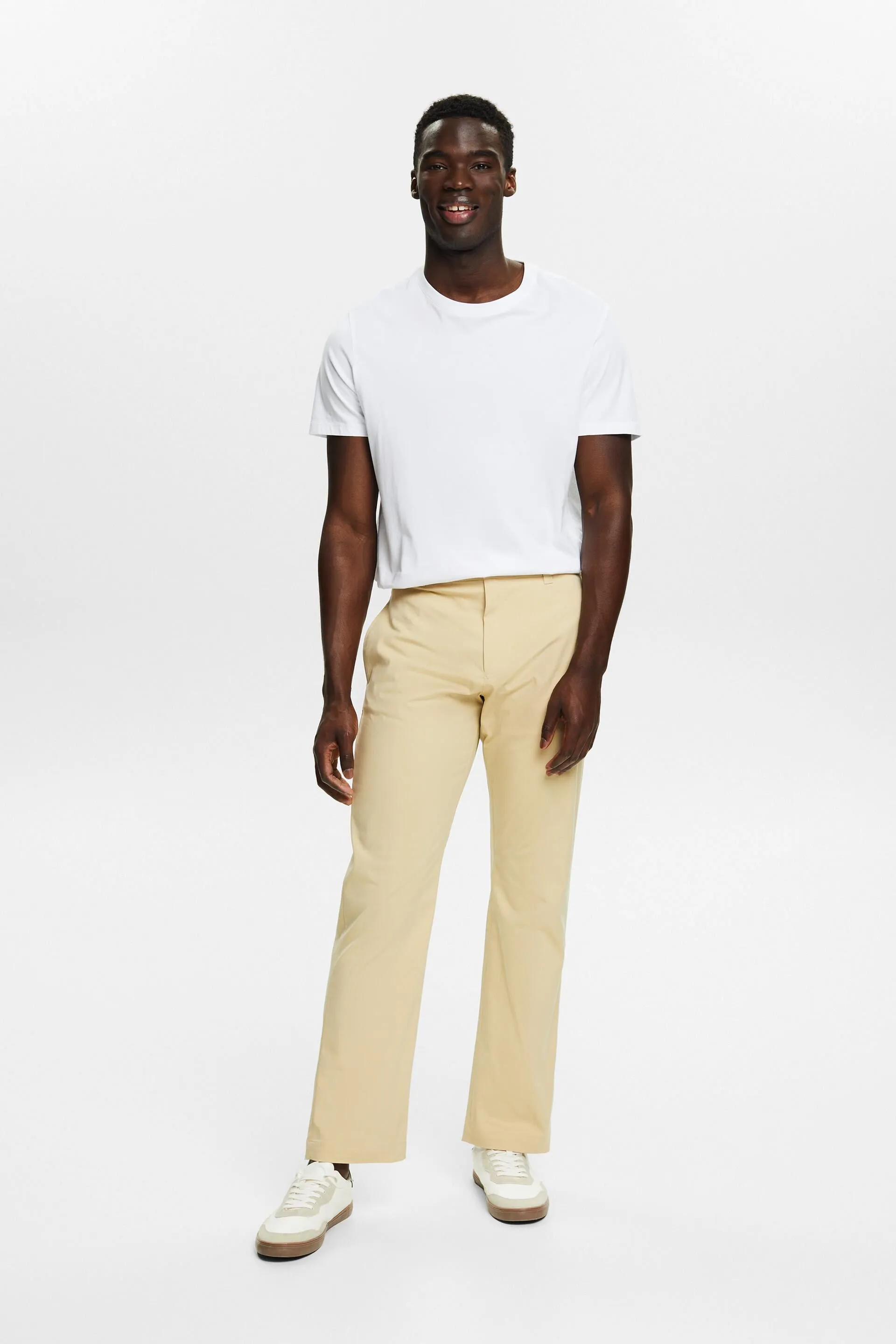 Pantaloni chino dritti in twill elasticizzato