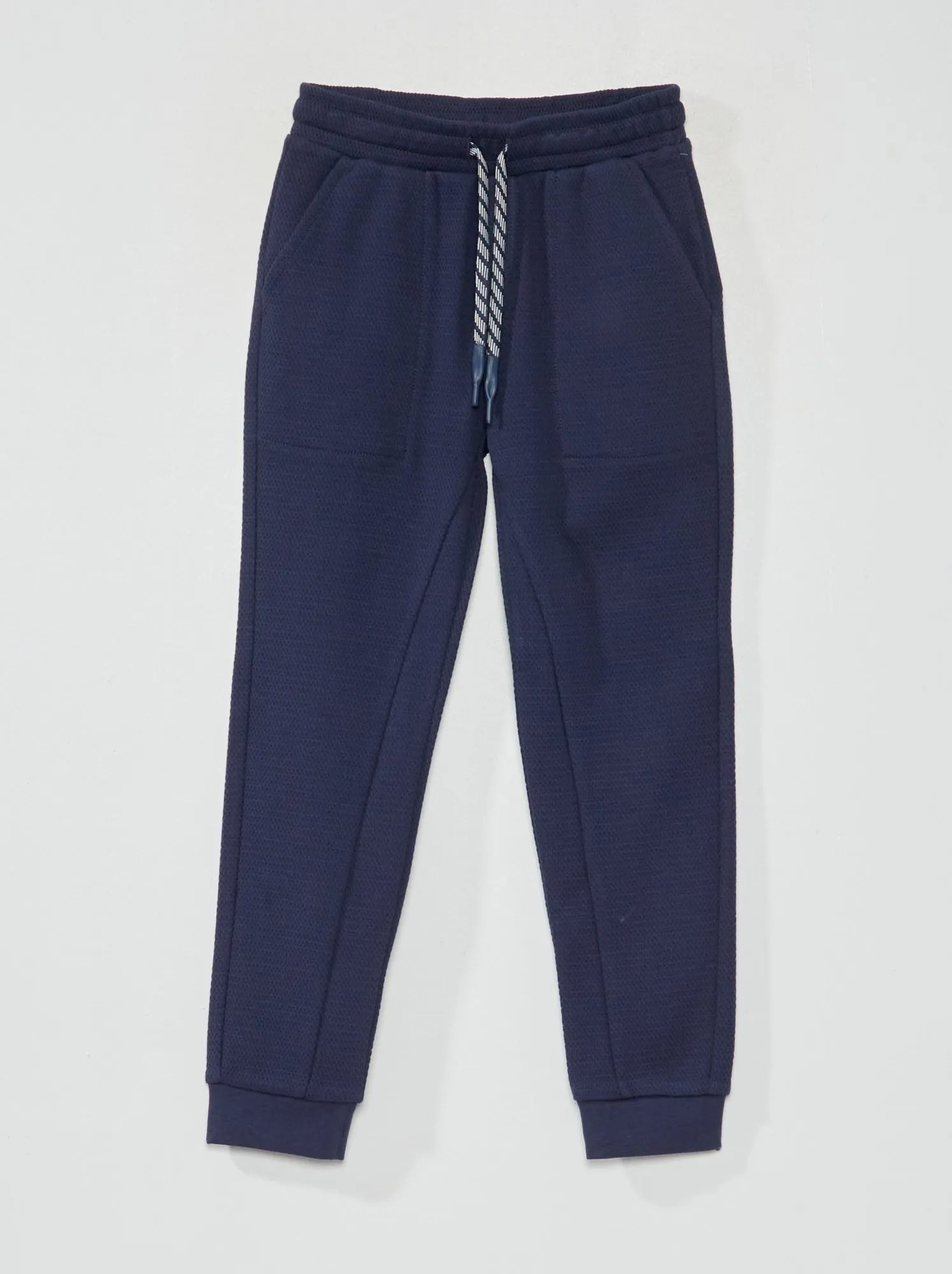 Pantaloni joggers in piqué di cotone - Taglio più aderente - blu nero