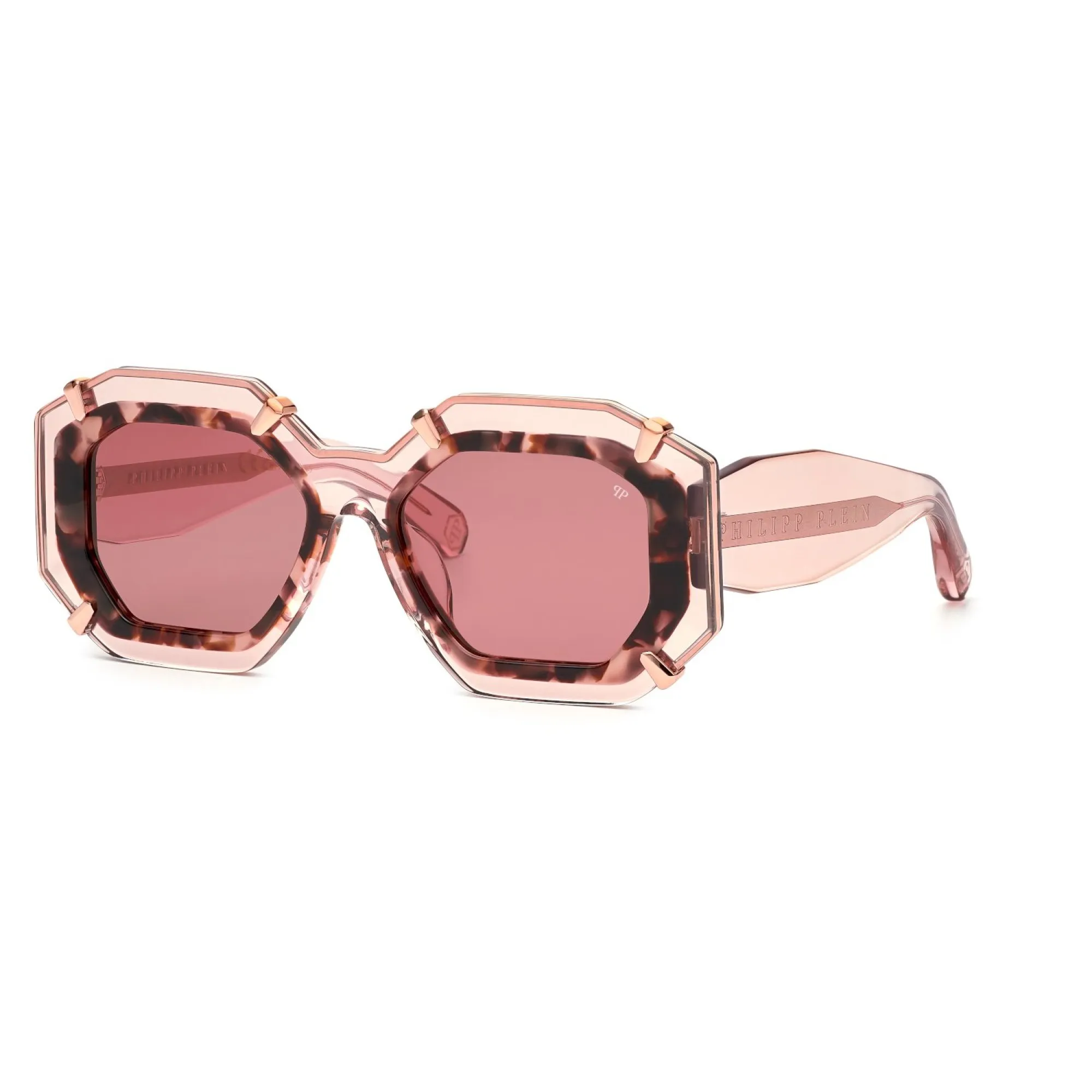   Philipp Plein SPP098V - 0D48 Rosa Trasparente Lucido | Occhiale Da Sole Donna 
