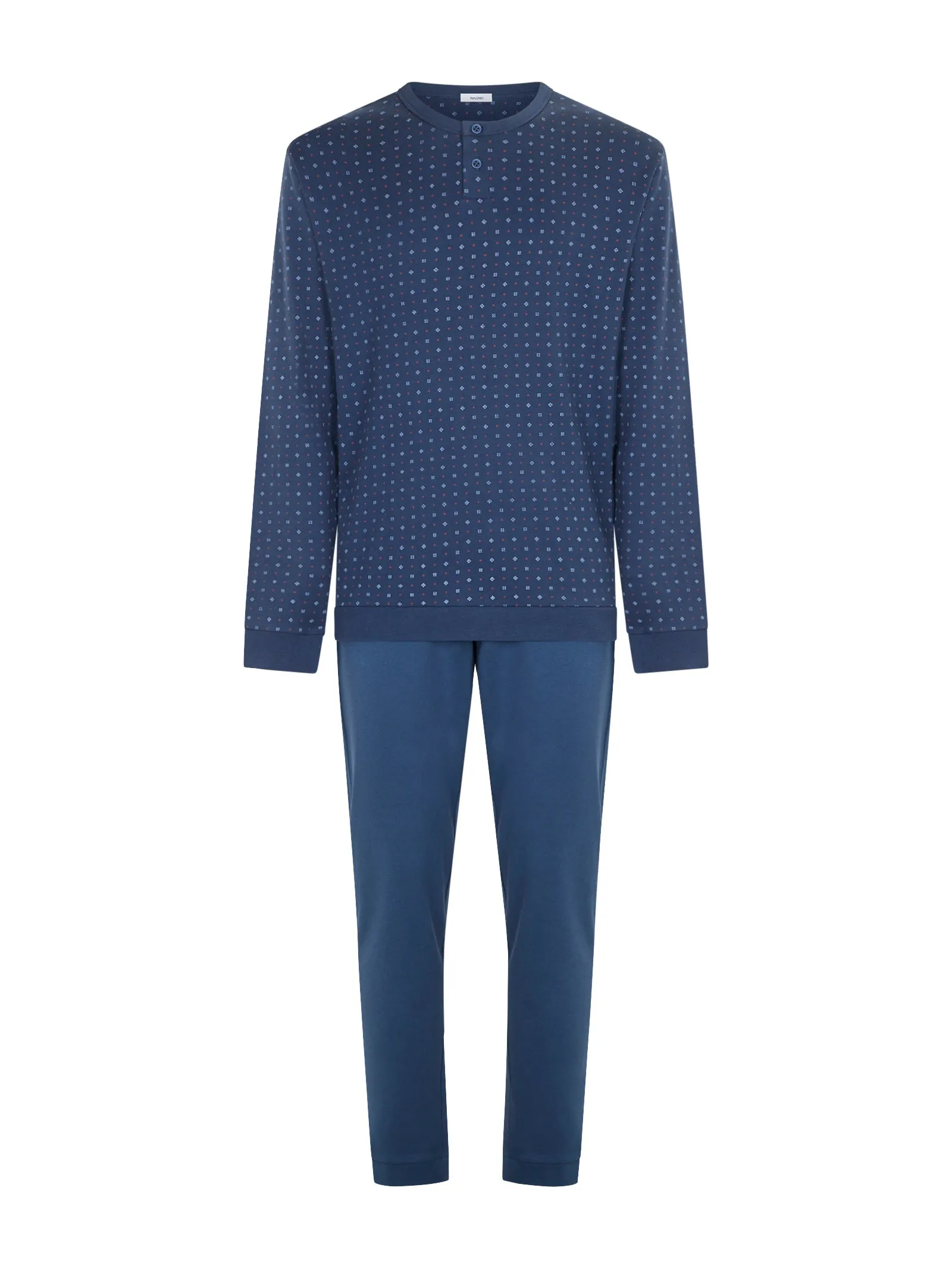 Pigiama a serafino in interlock di caldo cotone  - Fant. Insignia Blue