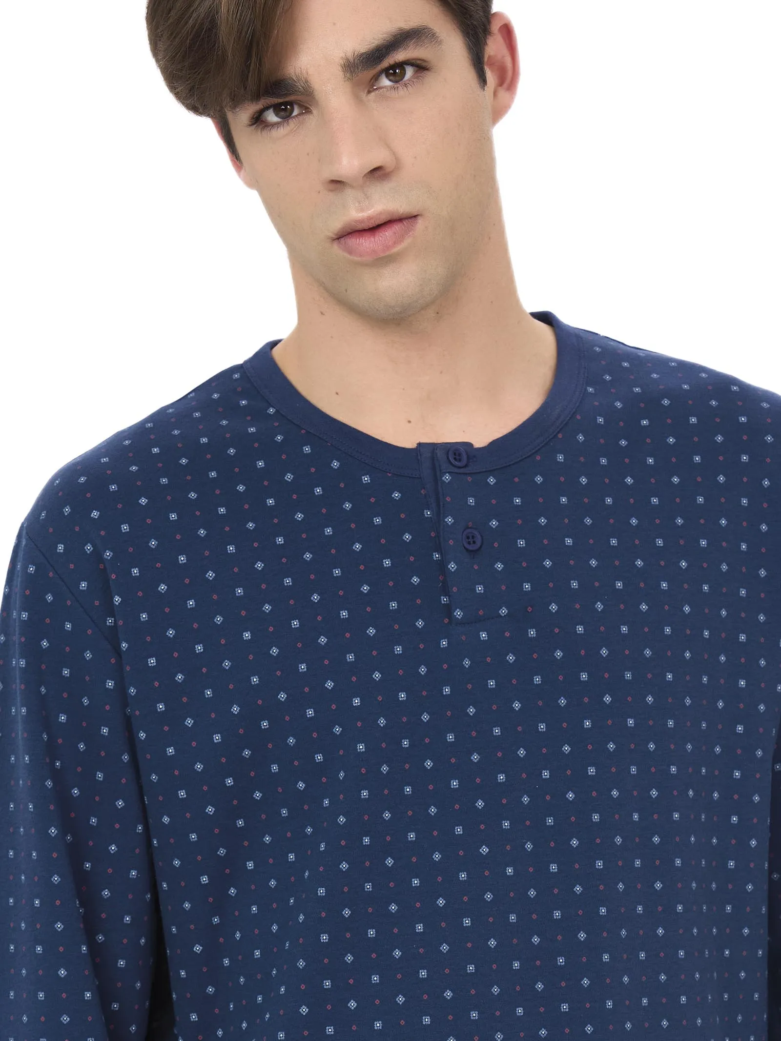 Pigiama a serafino in interlock di caldo cotone  - Fant. Insignia Blue