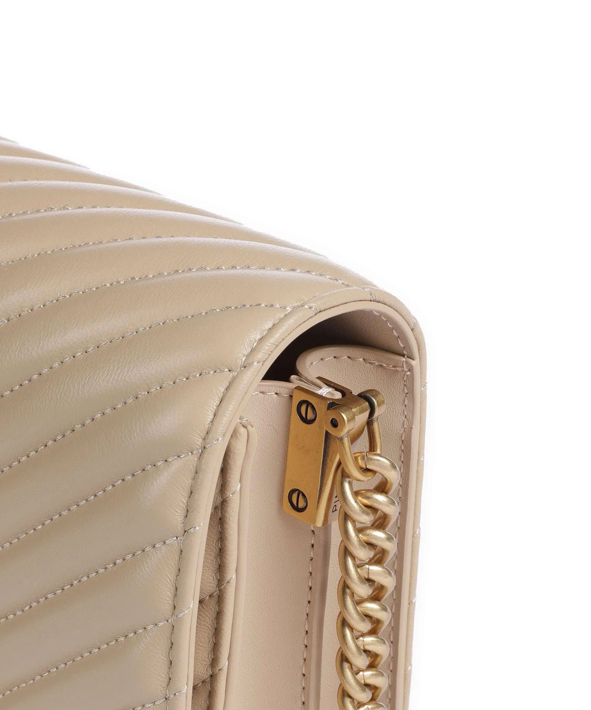  Pinko Love Click Classic Borsa a tracolla pelle di pecora beige  