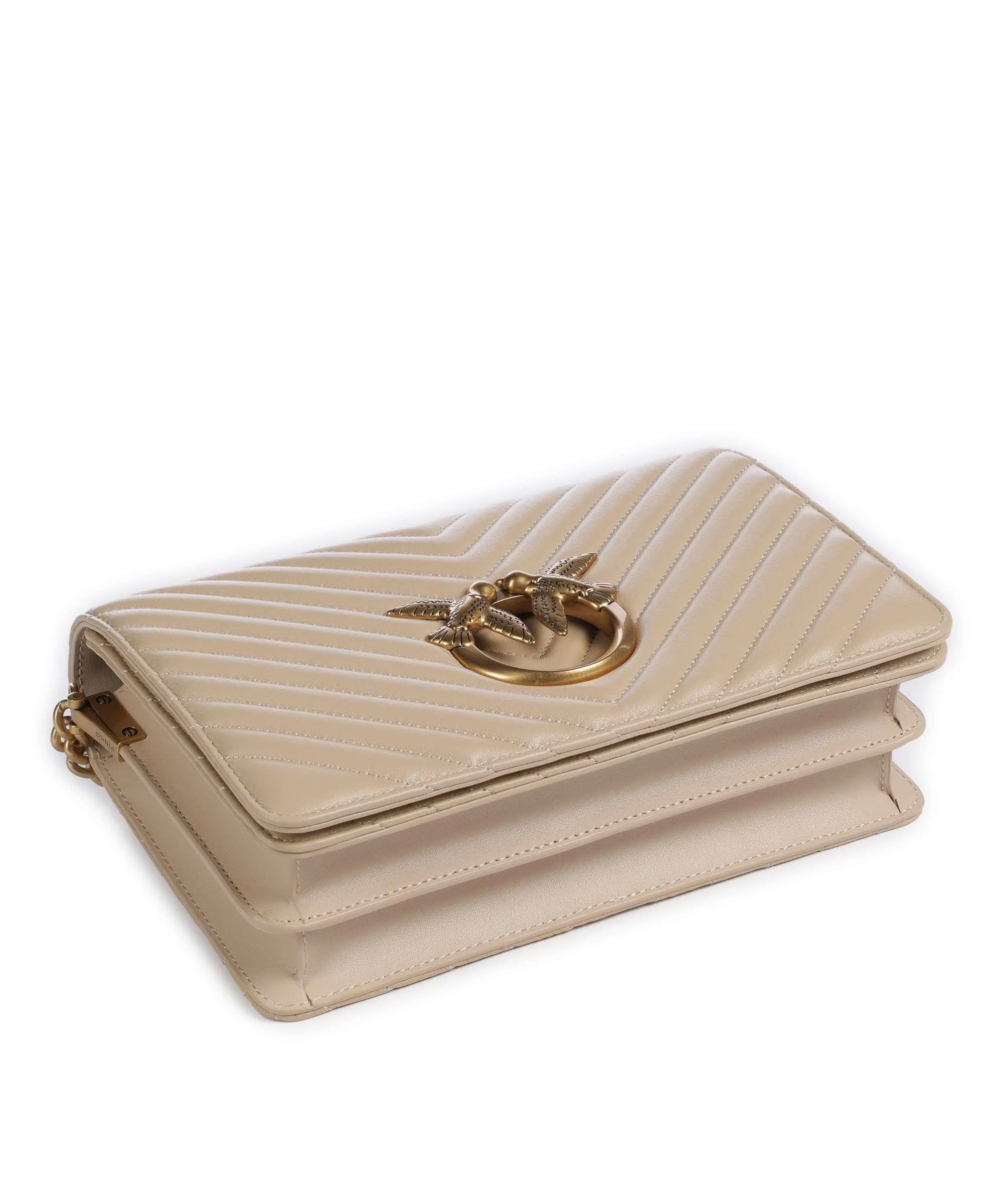  Pinko Love Click Classic Borsa a tracolla pelle di pecora beige  