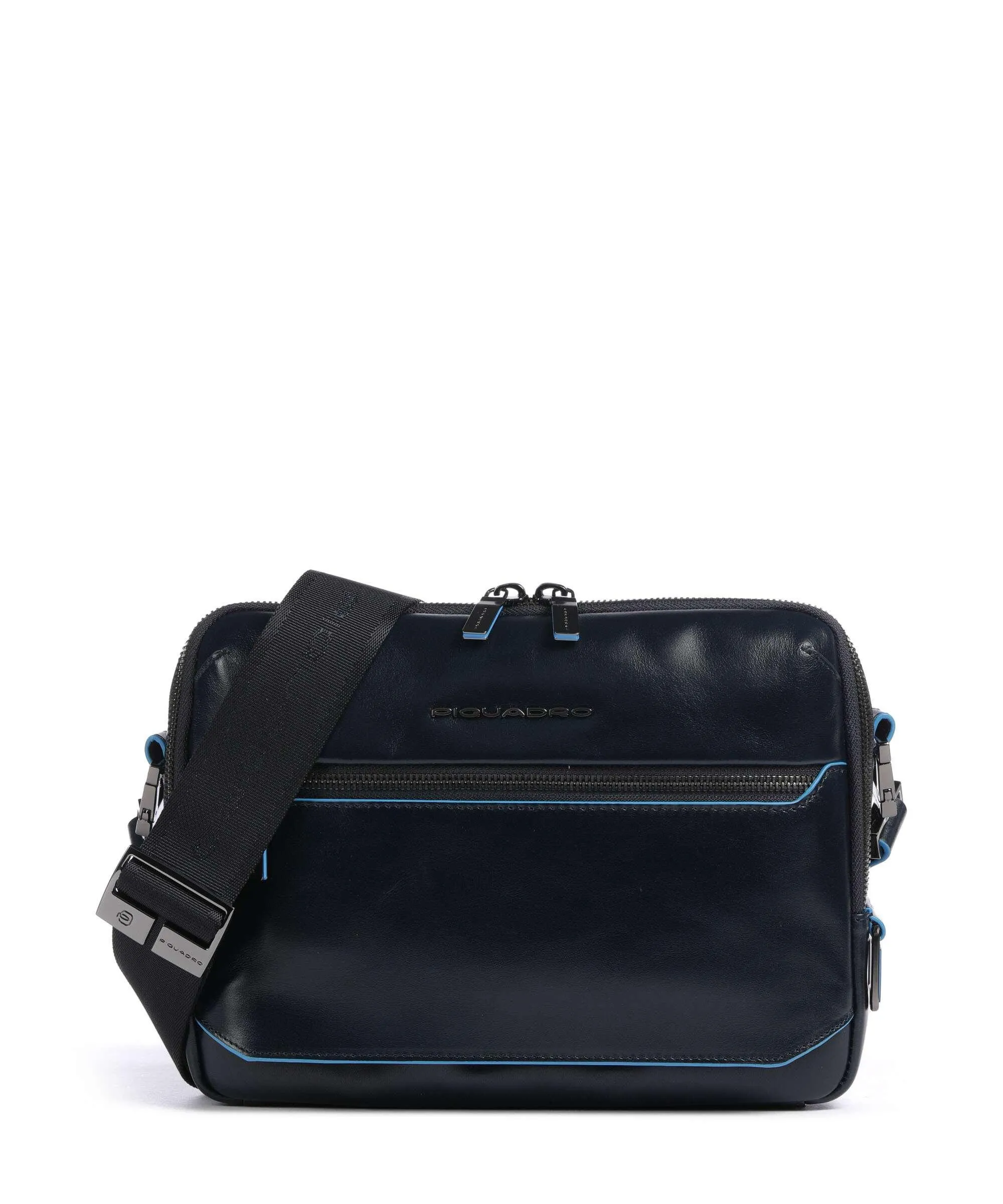  Piquadro Blue Square Borsa a tracolla pelle di vacchetta finemente grana blu scuro  