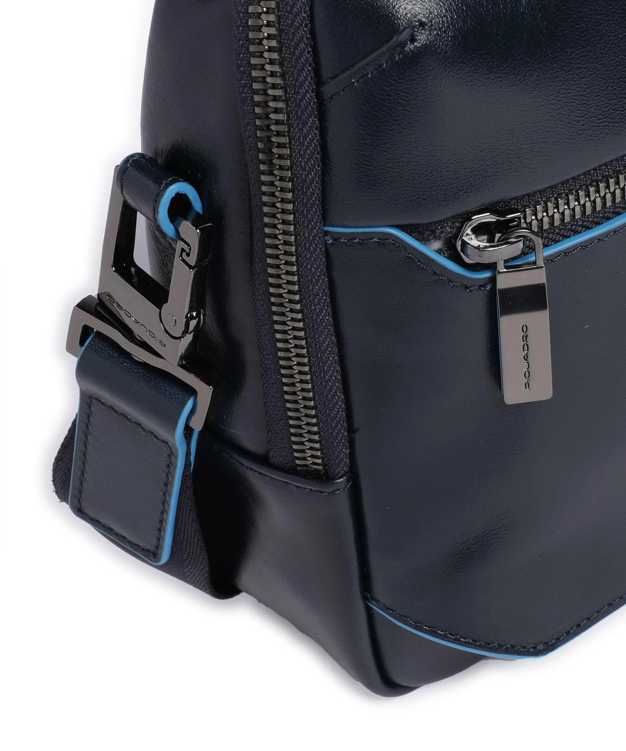  Piquadro Blue Square Borsa a tracolla pelle di vacchetta finemente grana blu scuro  