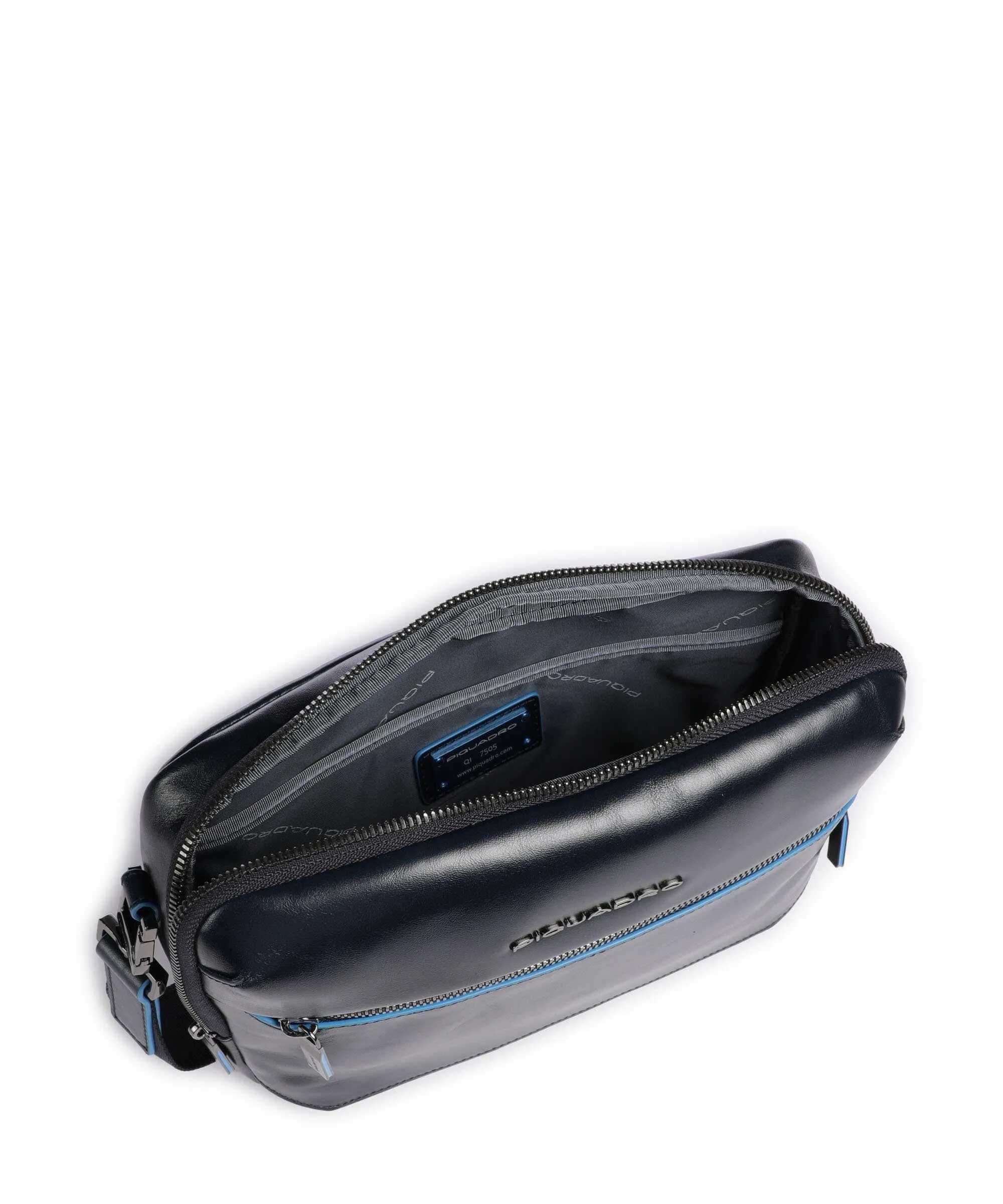  Piquadro Blue Square Borsa a tracolla pelle di vacchetta finemente grana blu scuro  