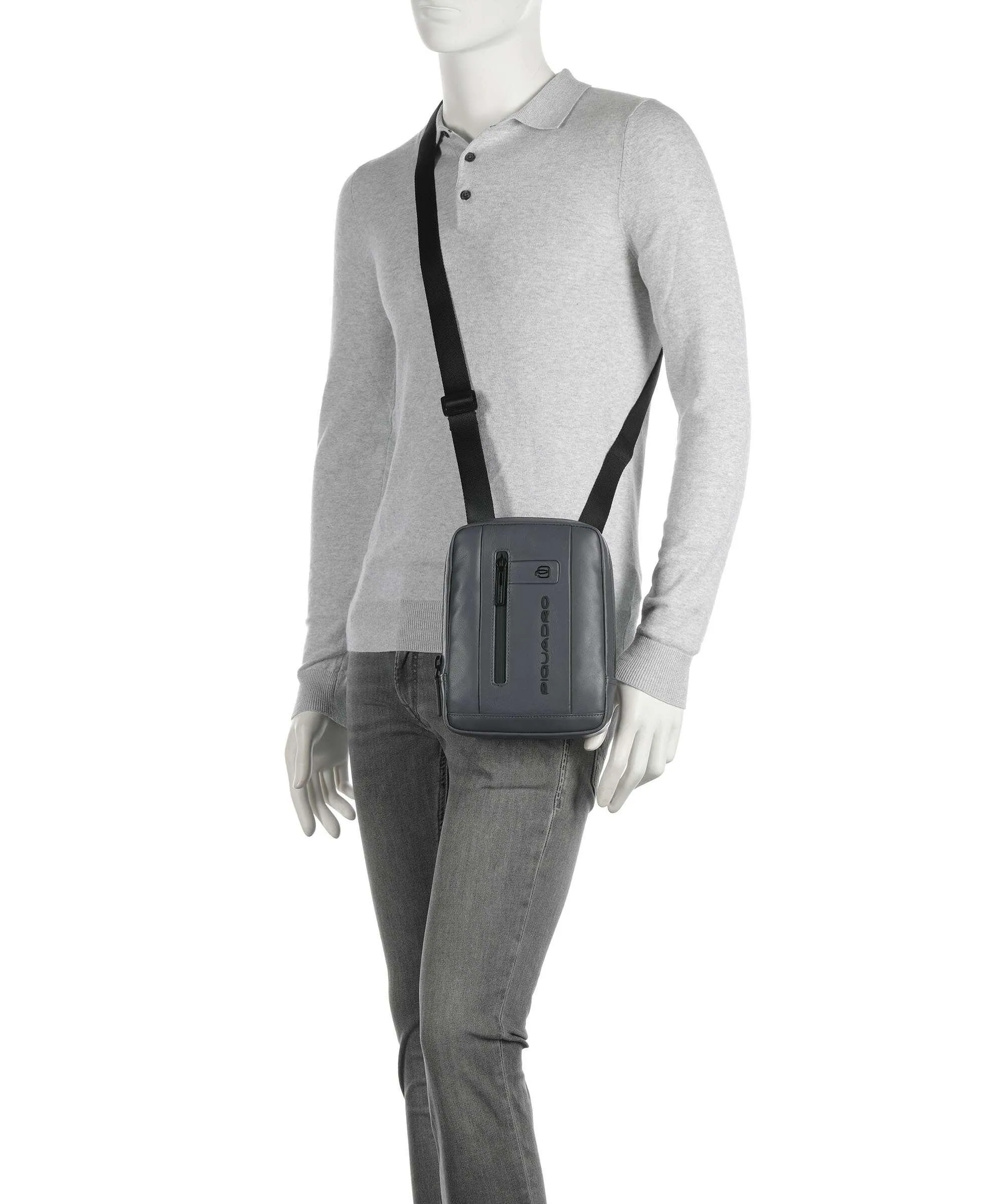  Piquadro Urban Borsa a tracolla pelle di vacchetta finemente grana grigio  