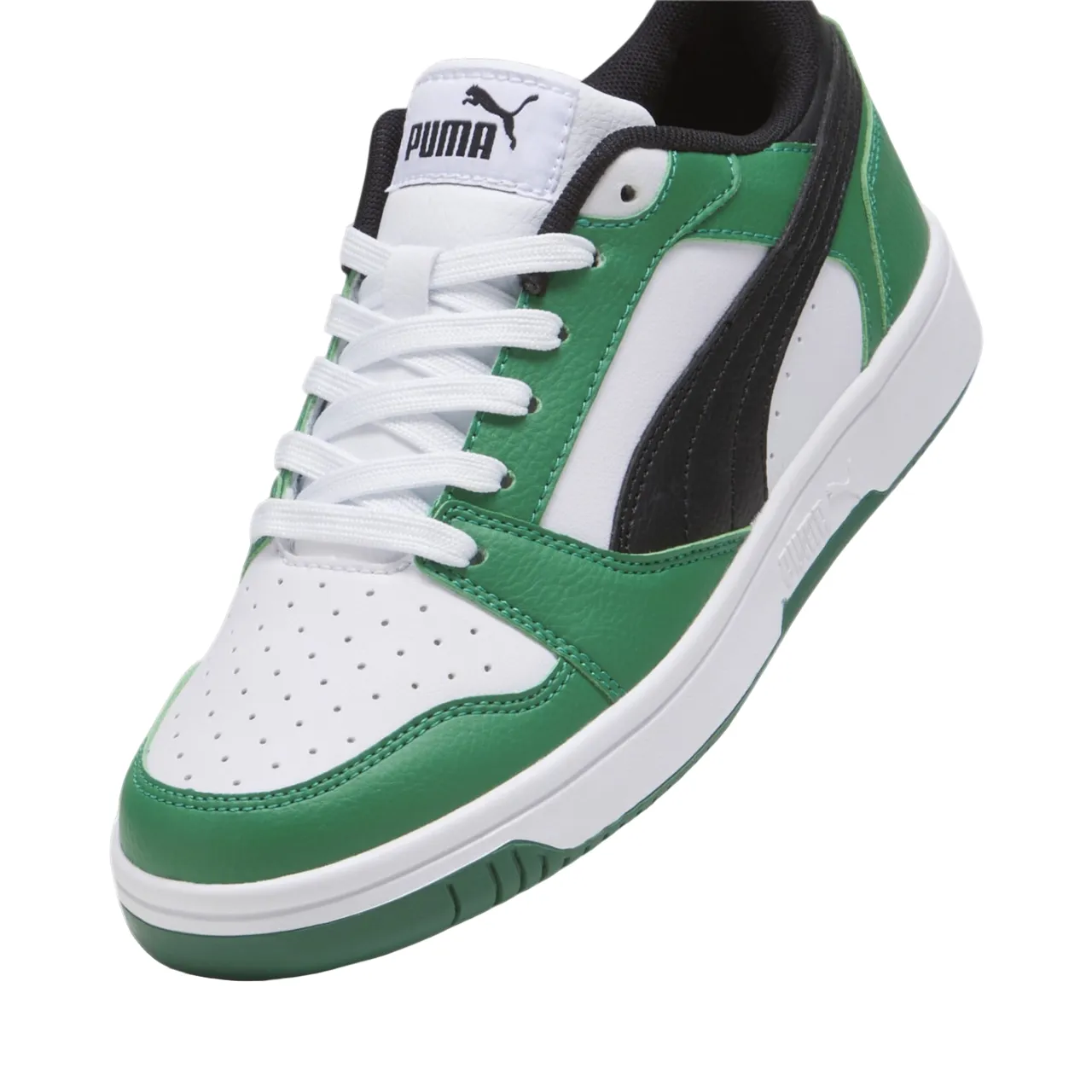 Puma Rebound v6 boys' sneakers shoe 393833-05 white-black-green