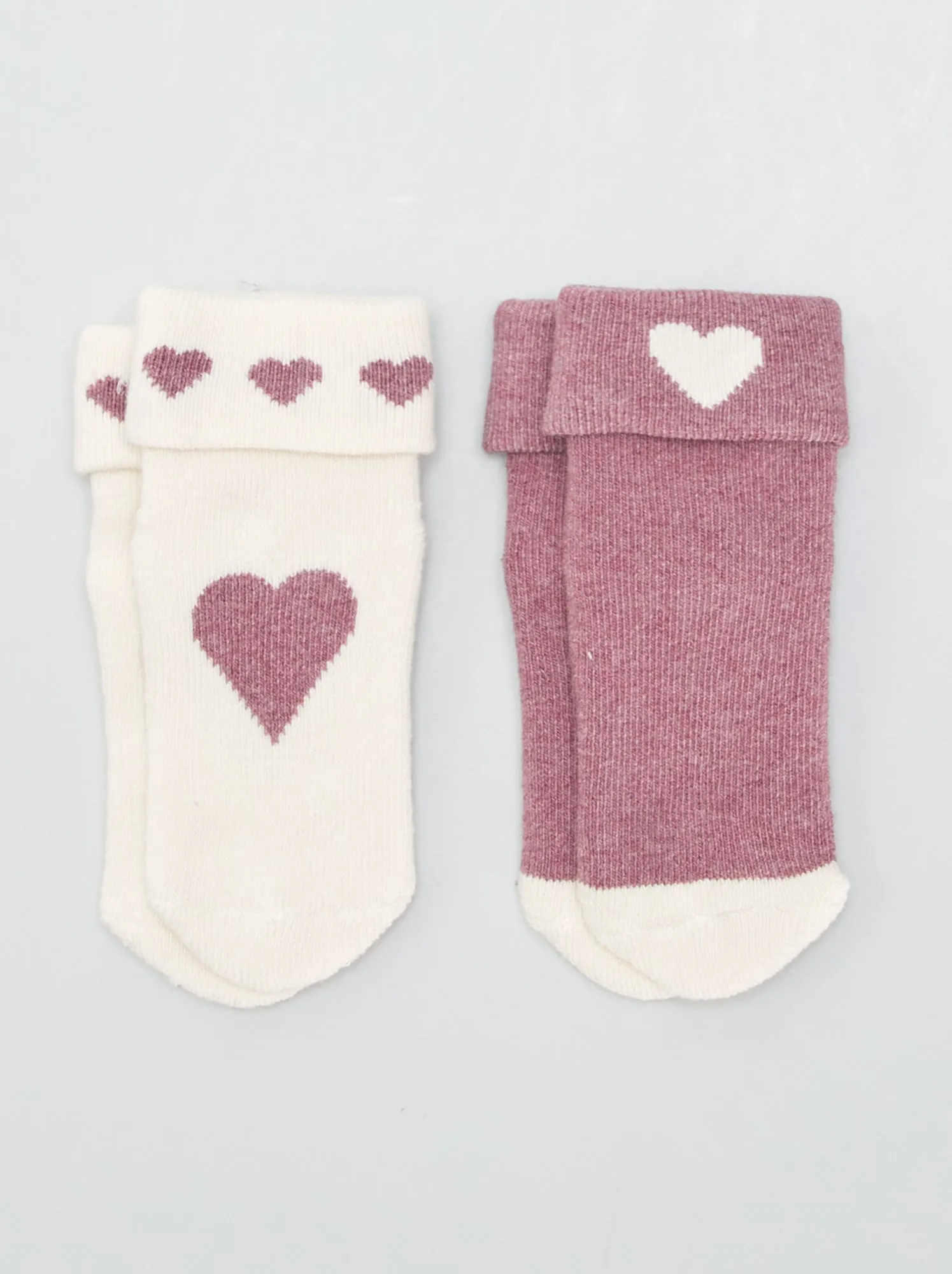 Set di 2 paia di calzini - Beige/Rosa