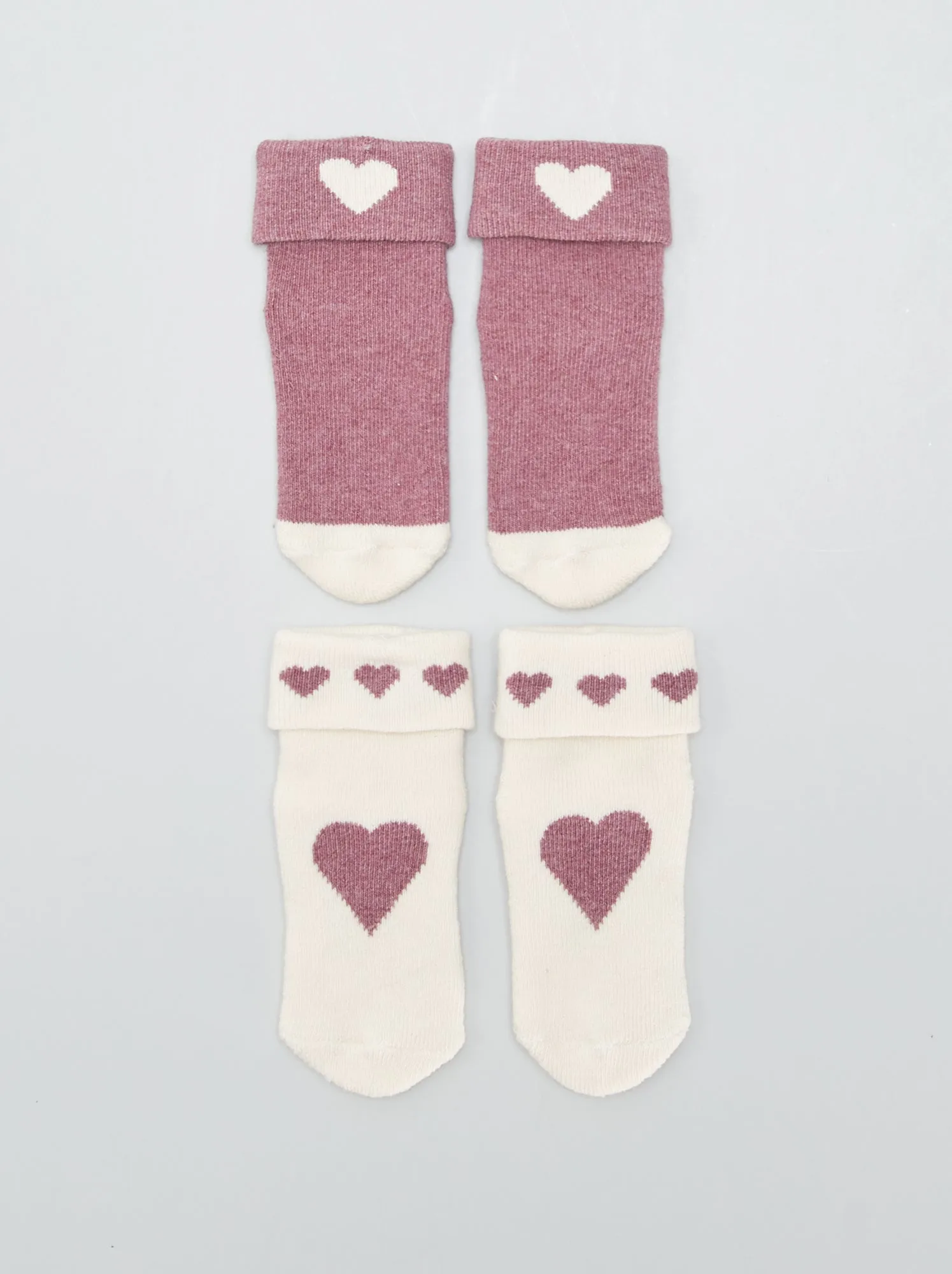 Set di 2 paia di calzini - Beige/Rosa