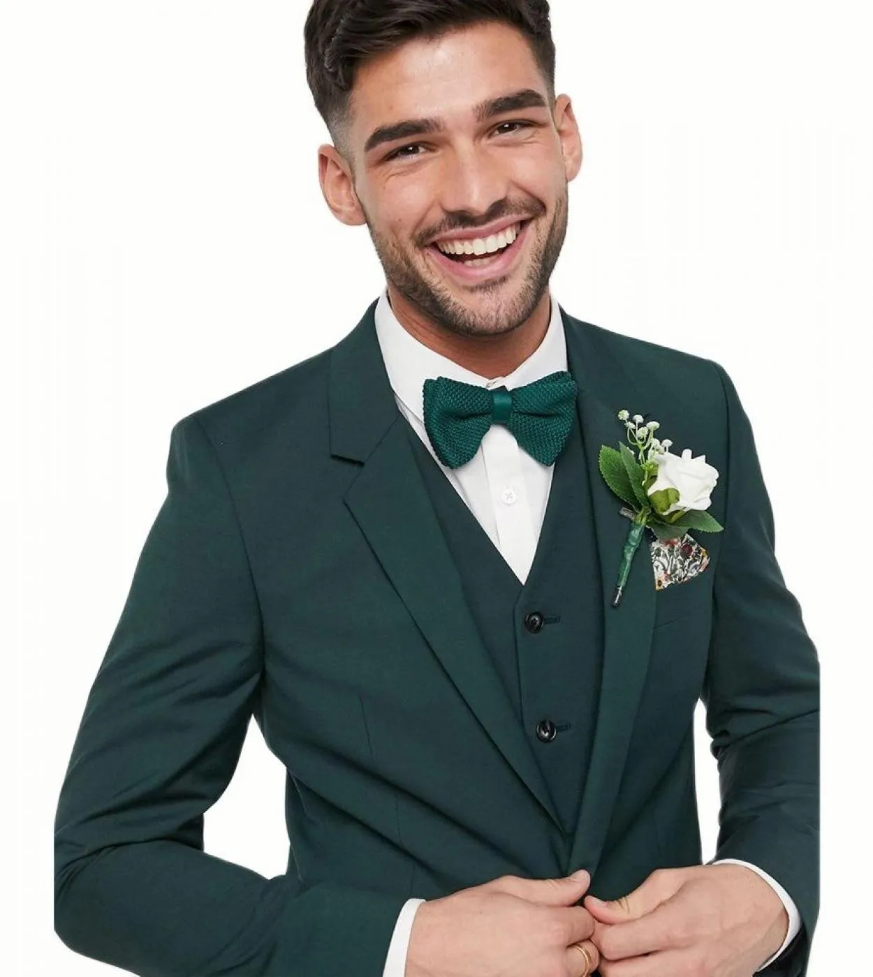 Smoking da sposo verde scuro a due bottoni su misura Groomsmen Abiti da uomo slim fit da uomo giacca  pantaloni  gilet Costu