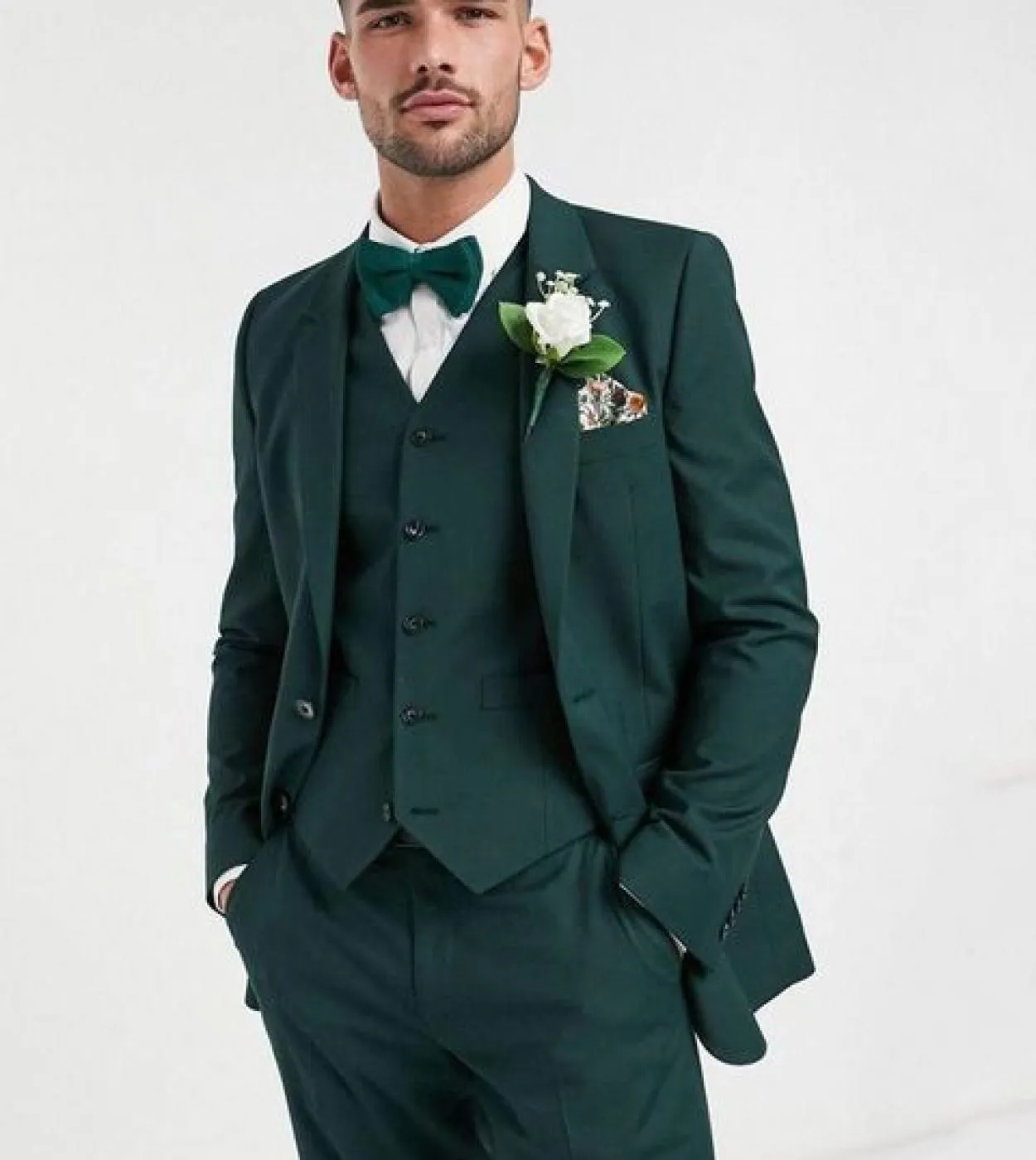 Smoking da sposo verde scuro a due bottoni su misura Groomsmen Abiti da uomo slim fit da uomo giacca  pantaloni  gilet Costu