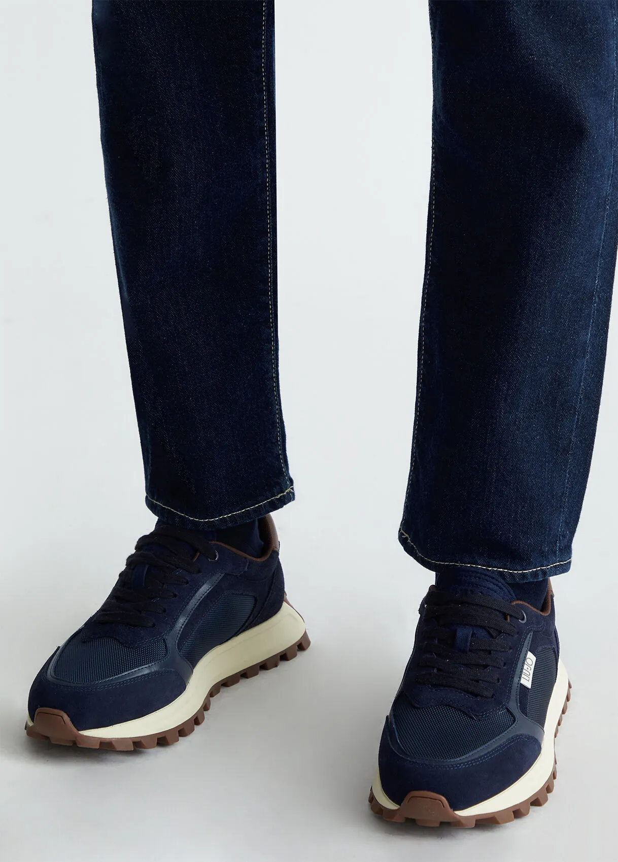 Sneakers blu in suede e mesh