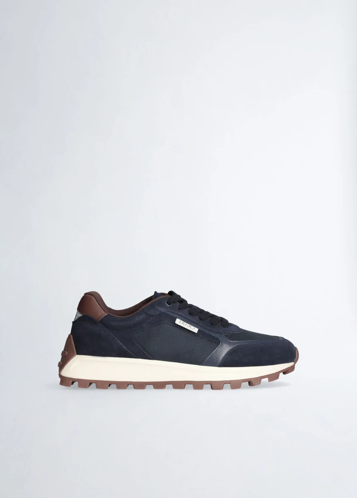 Sneakers blu in suede e mesh