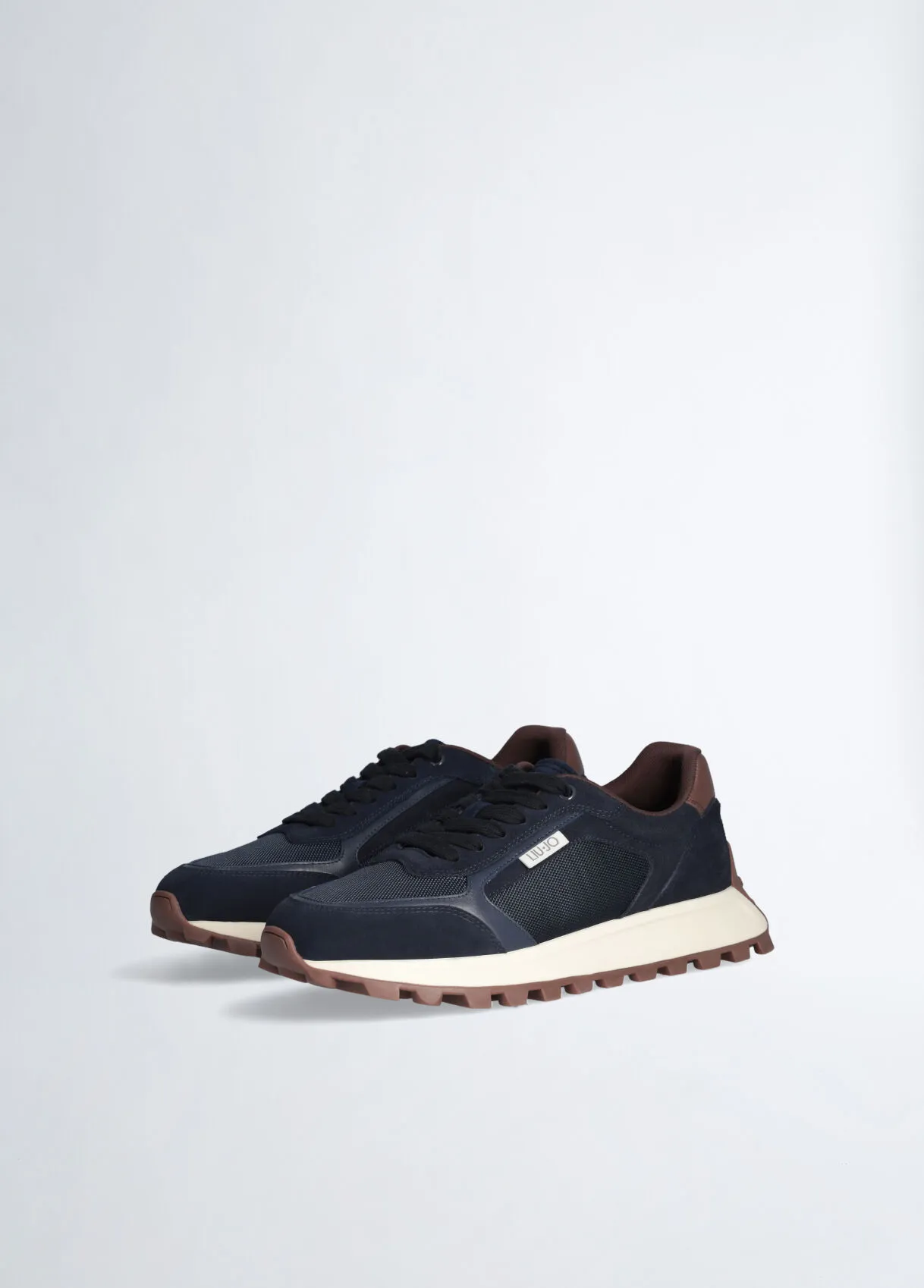 Sneakers blu in suede e mesh