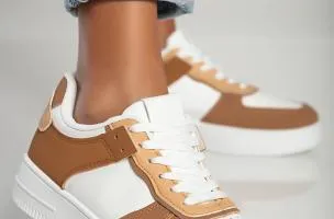 Sneakers con suola piatta, AD719, Khaki